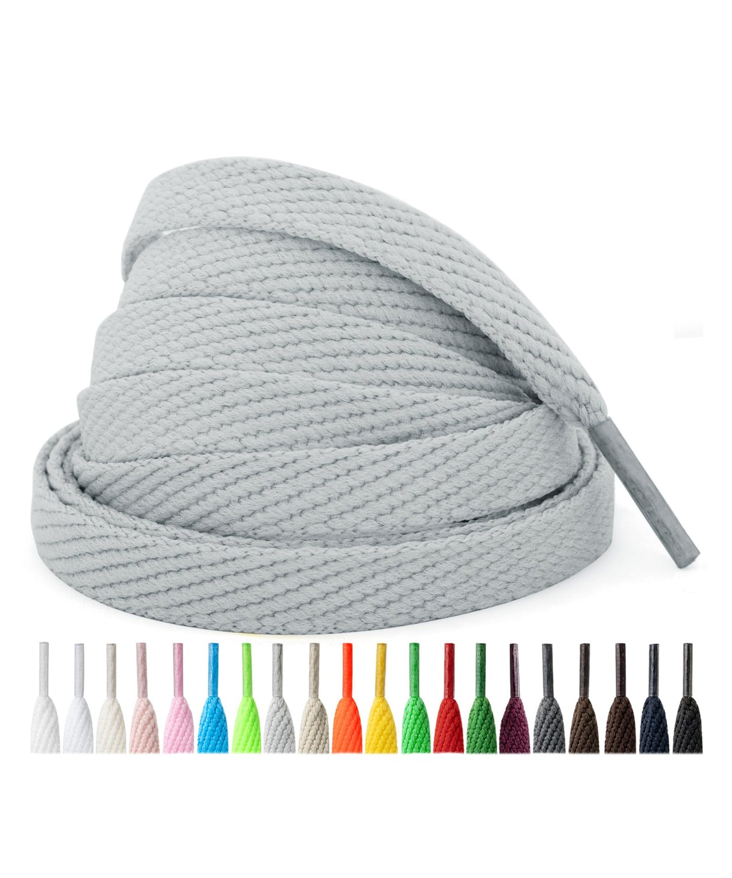 Handshop 2 Pairs Athletic Flat Shoe Laces for Sneakers in 20 Colors, 2/5" Wide Replacement Shoelaces in 30"-63" WN420