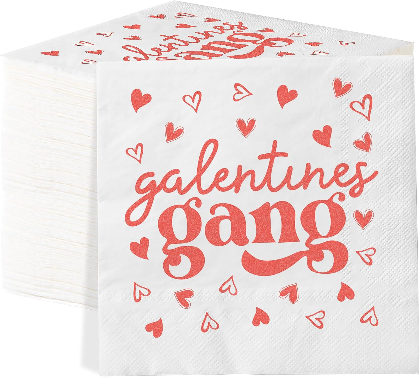 60Pcs Galentines Day Paper Napkins,Pink Heart Galentine's Gang Napkins for Girl Ladies Valentine‘s Day Party Supplies (Galentines Day) BST326L