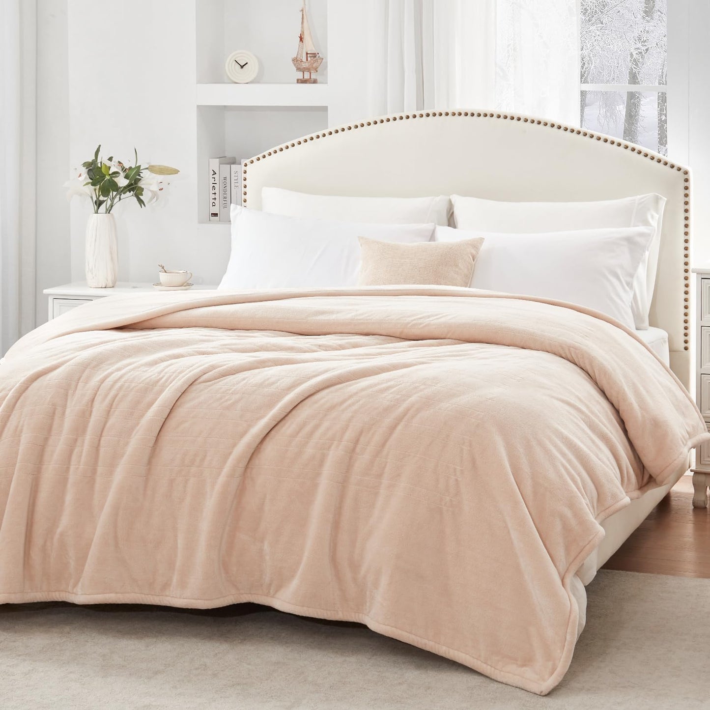 Sealy Heated Electric Blanket Queen Size, Flannel Electric Blanket with 10 Heating Levels & 1-12 Hours Auto Shut Off, Fast Heating Warming Blanket, Machine Washable, Grey, 84 x 90 Inch