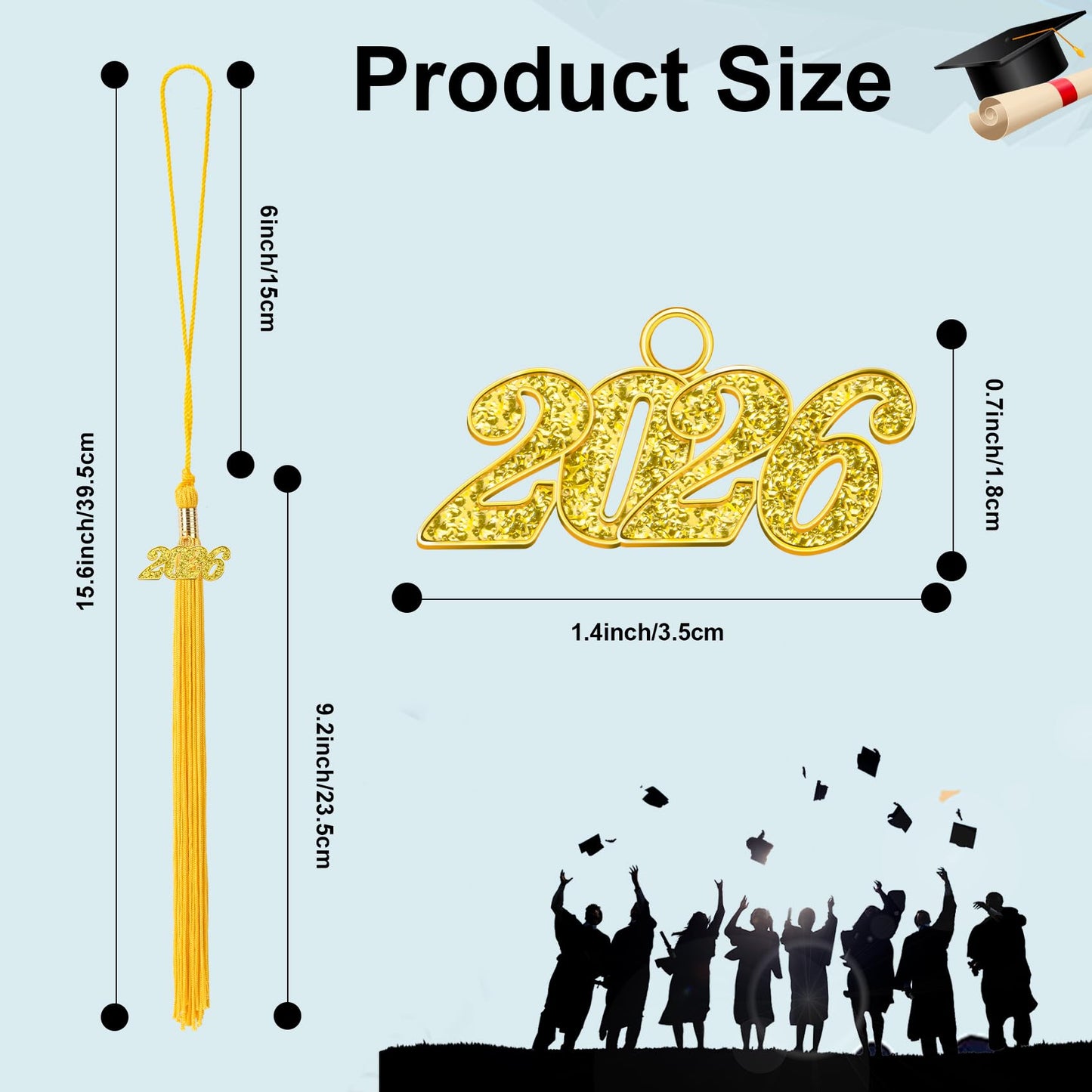 2026 Tassel Graduation, Black and Gold Graduation Tassel, 2026 Graduations Cap Tassels, Gradutate Cap Tassels with 2026 Year Gold Charms for Grad Cap Hat Ceremonies Memorial Graduations Decorations BST220