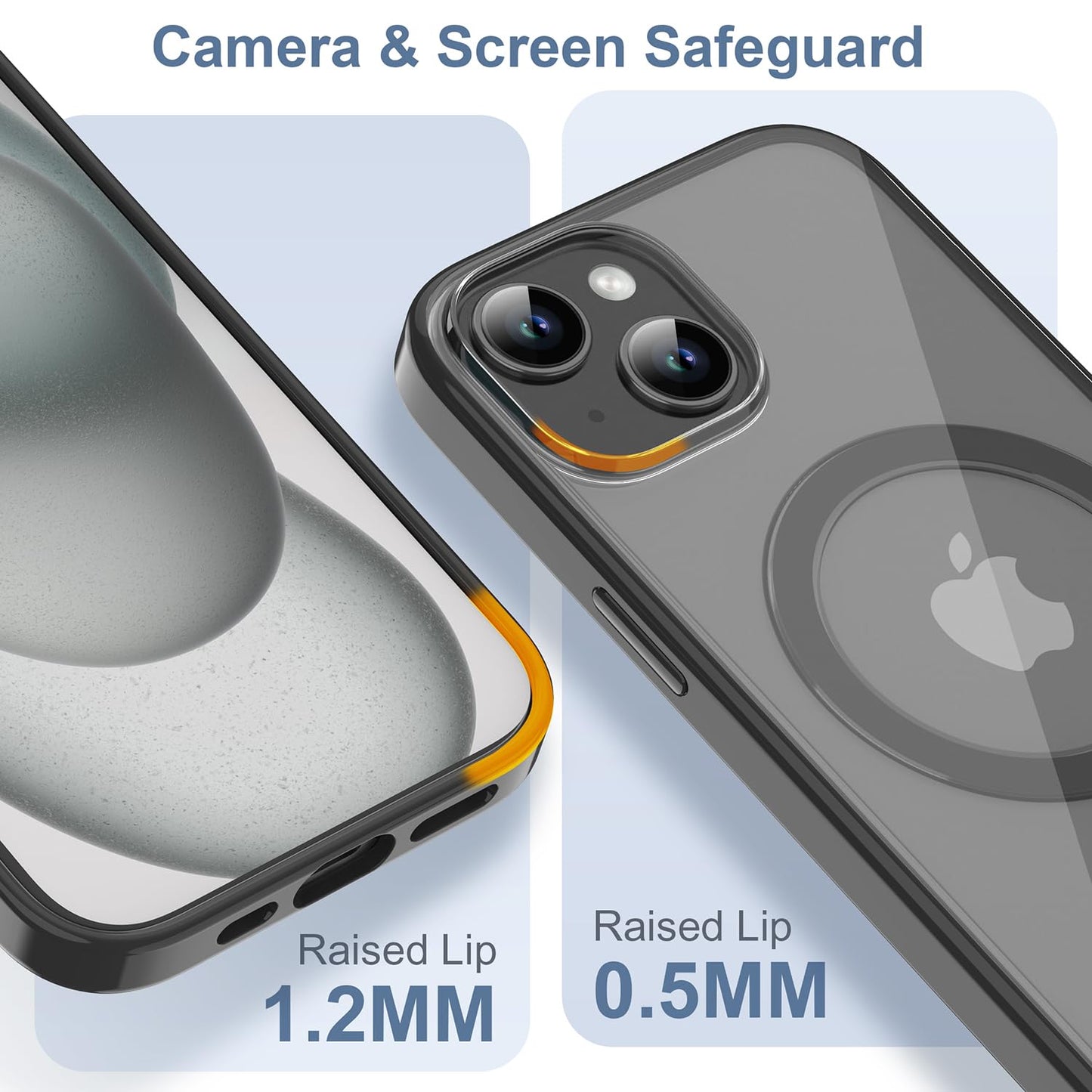 PULOKA for iPhone Case Compatible with Magsafe, Color Bumper & Clear TPU Back Hybrid Shockproof Cover (White, iPhone 16 Pro Max) WN420