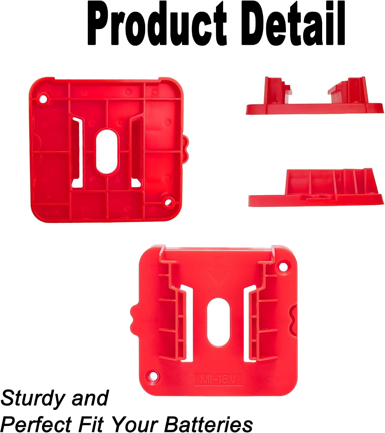 Wall Mount Battery Holder for 18V Tool Battery, 5 Pack Heavy Duty Dock Mounting Bracket with 10 Screws, Garage Workshop Storage Organizer (5 Packs, w/10 Screws, No Battery) WN420