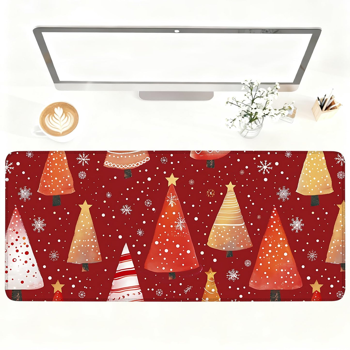 Mouse Pad Gaming Mousepad 31.5 x 11.8in Large Mouse Pad for Keyboard and Mouse with Anti-Slip Rubber Base, Keyboard Pad XL Mouse Mat for Home and Office,Snowy Forest WN420