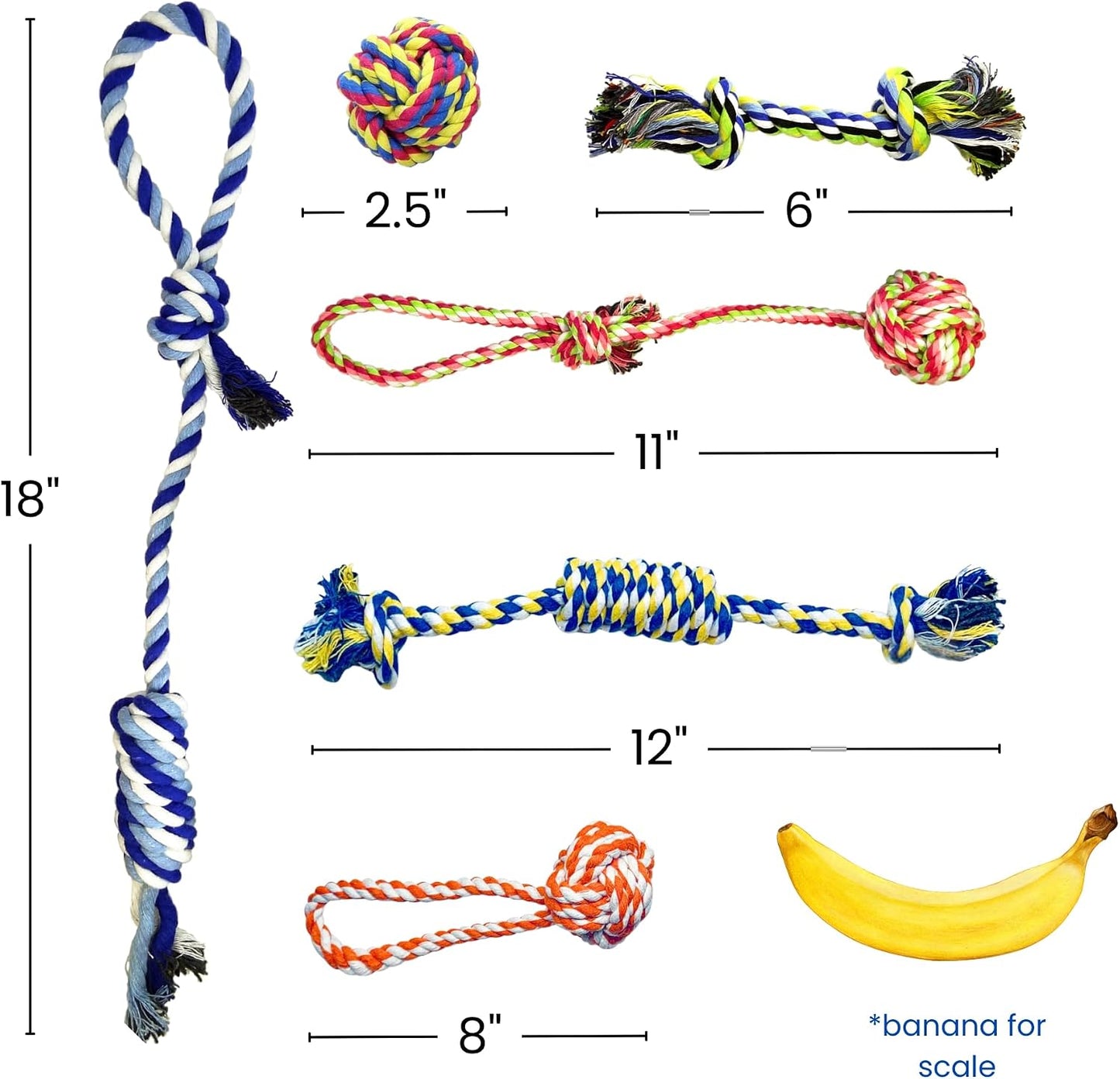 Otterly Pets Small Puppy Dog Rope Toys for Play Chew Teething and Boredom - for Small and Toy Dogs (6-Pack) WN420