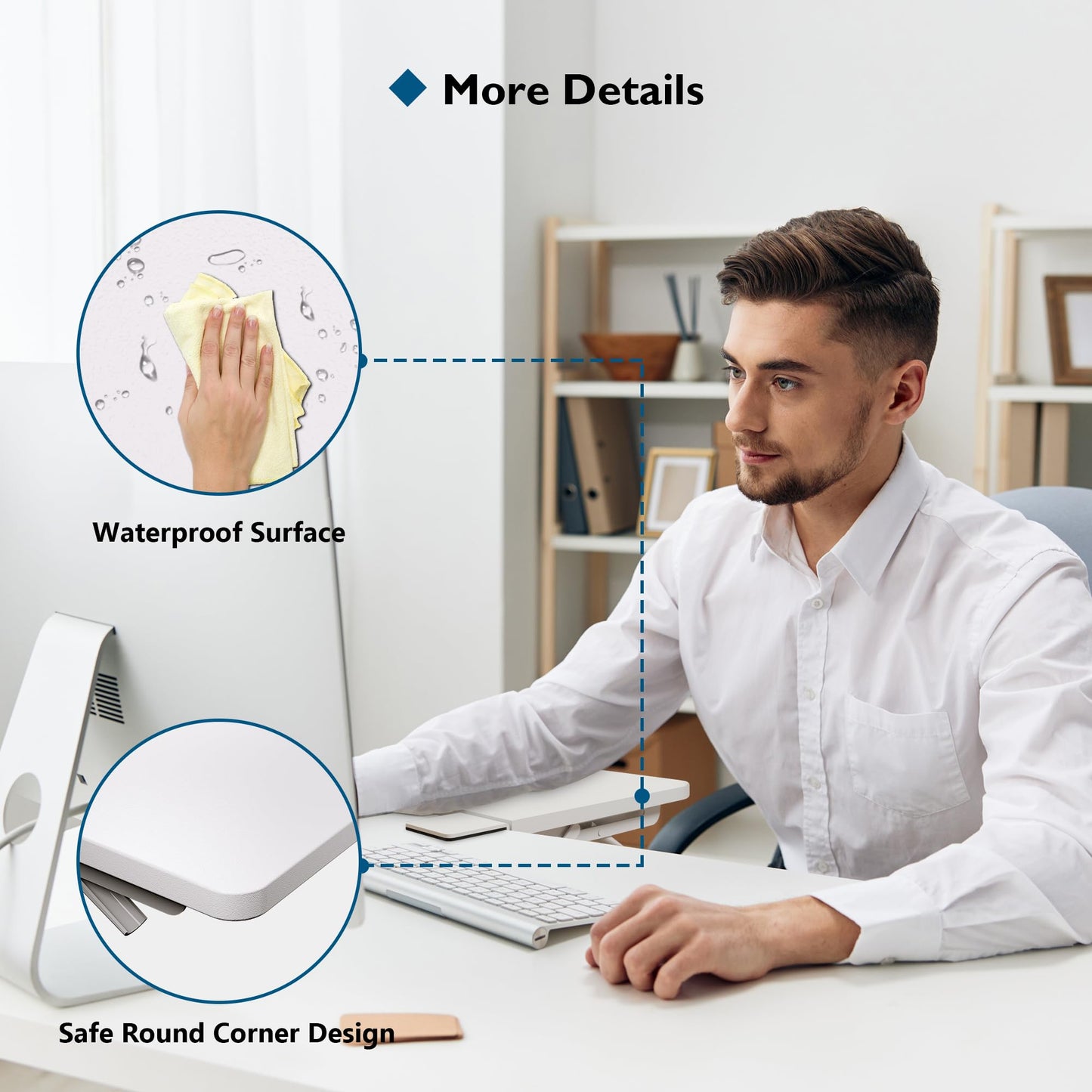 BONTEC Ergonomic Desk Extender Tray, 9.5"x9.1" Wrist Rest Shelf | 90°Foldable Elbow Support, Table Mount Arm, Clamp on Computer Arm Rest for Desk, Office & Home Use,Durable Easy to Install BST202