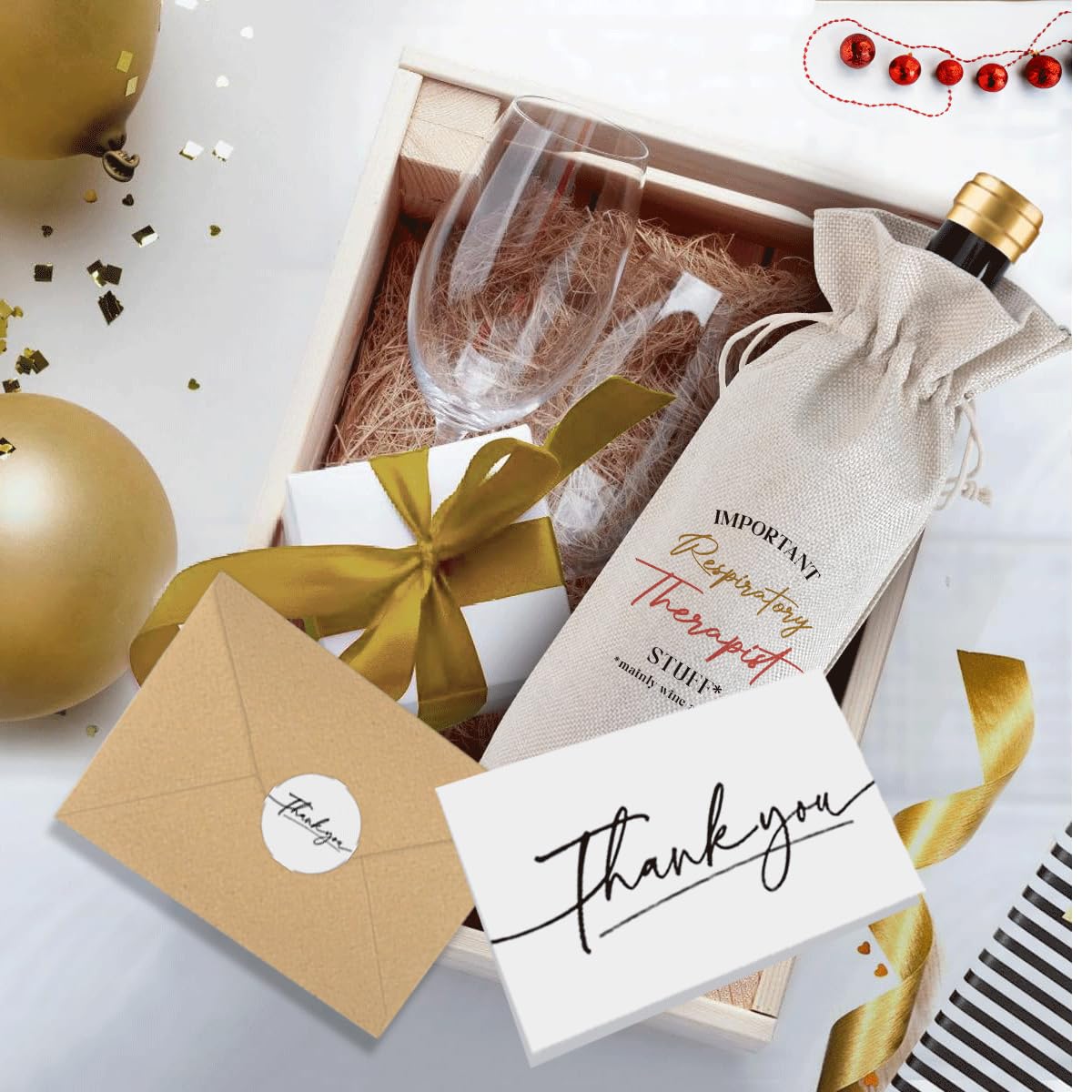 Teacher Appreciation Wine Bag With Thank You Card - Cool Christmas Birthday Gifts for Women Men - Important Teacher Stuff BST202