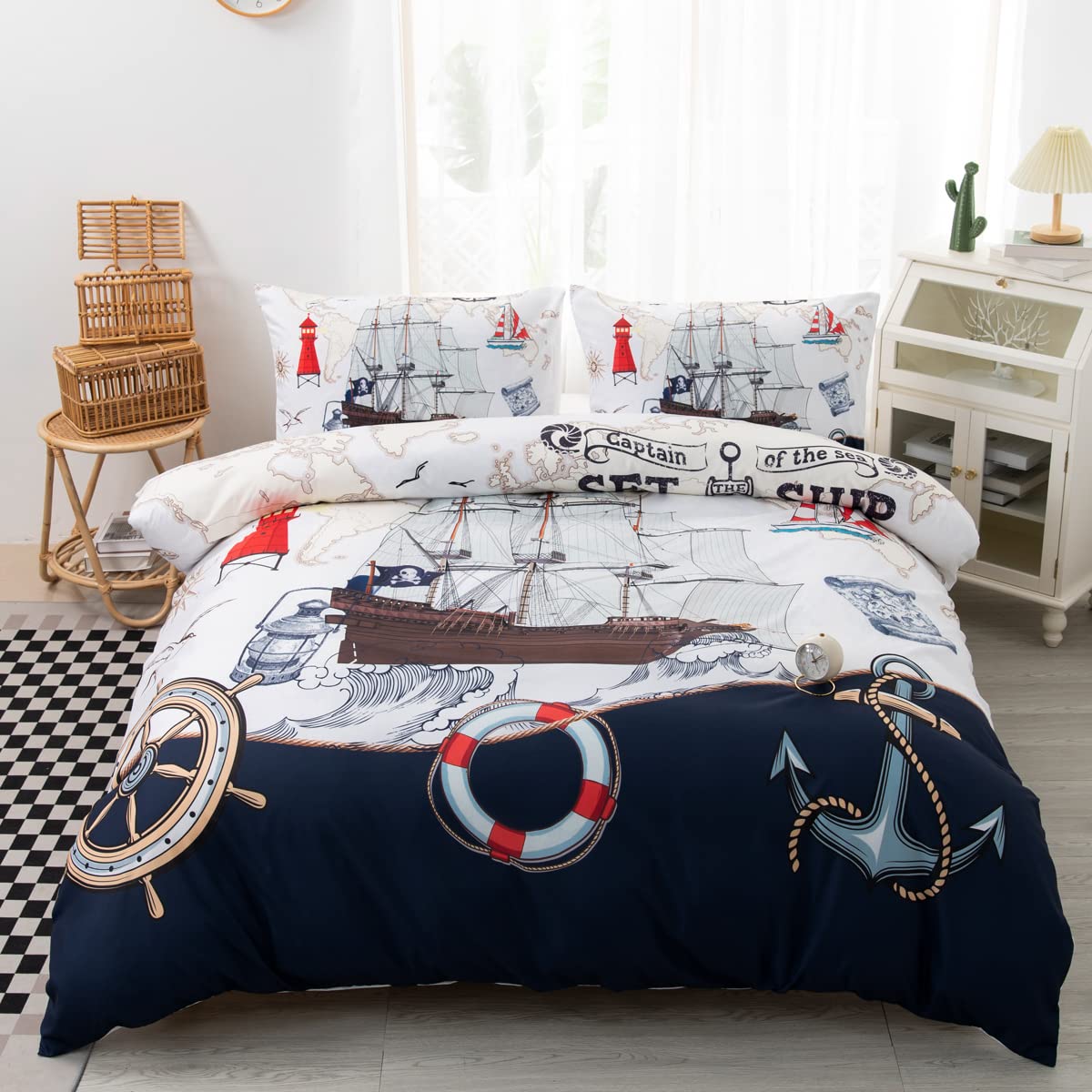 CVHOUSE Deer Hunting Duvet Cover Full Size,American Flag Bedding Set,Deer Theme Comforter for Boys Kids Teens,1 2 Pillowcases 3 Piece Full 79'x89' BST220