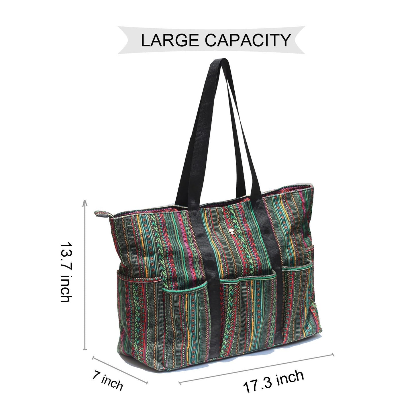 ESVAN Utility Tote Bag Weekender Duffle Bag with 13 Pockets - Perfect for Travel, Work, Gym, Beach, Teachers, and Nurses BST326H
