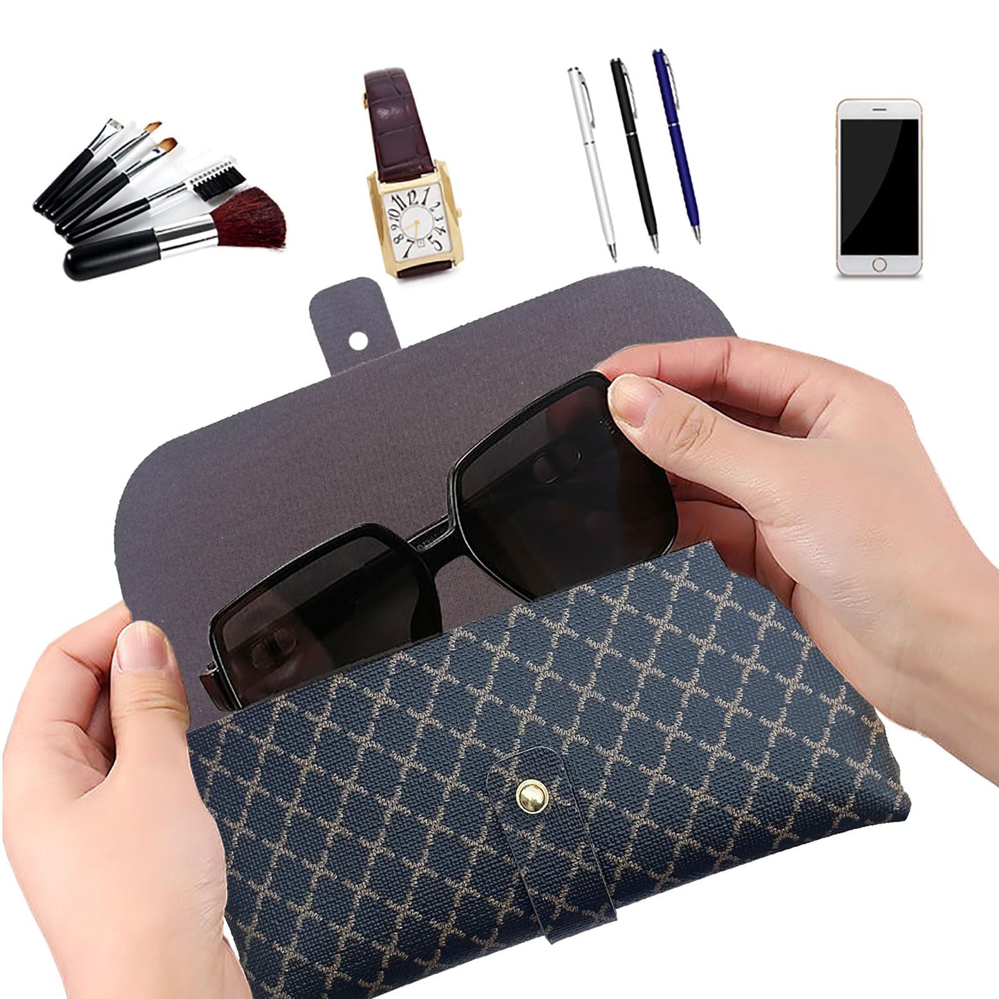 Glasses storage bag Travel sunglasses myopia glasses storage bag Fashion leather storage bag WN420