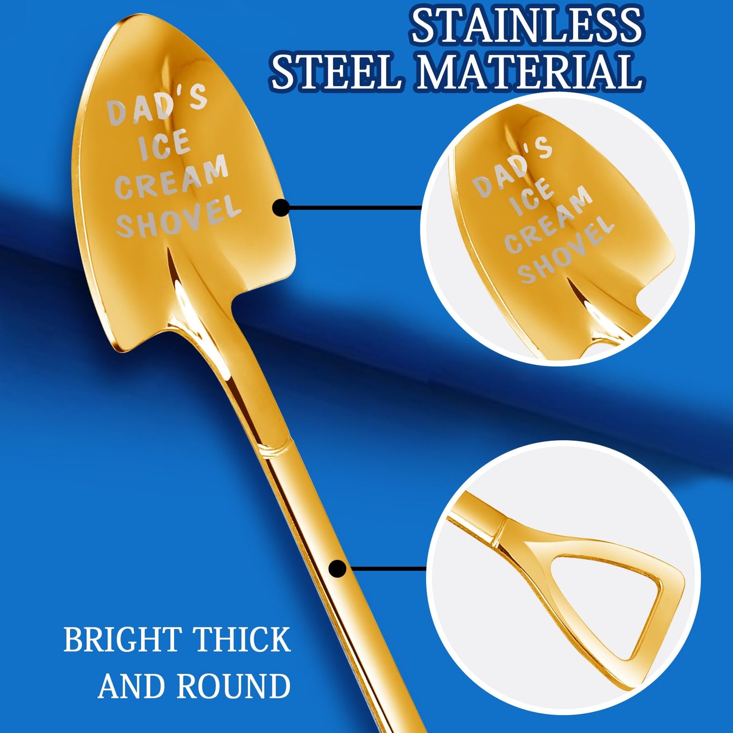 Dad Gifts - Gifts for dad from Daughter. Father Day Gifts for dad Ice Cream Spoon Scoop for Ice Cream Lovers, Father birthday Gifts Funny Engraved Stainless Steel Shovel WN420