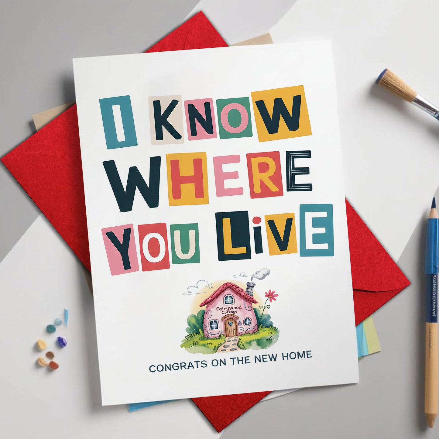 Congrats on Your New Home Housewarming Greeting with Gold Lettering and Key Design, Funny Congratulations Gift for New Homeowners, First-Time Buyers, Friends, Neighbors, Real Estate Clients Single 5.3''x8'' with Envelope BST326L