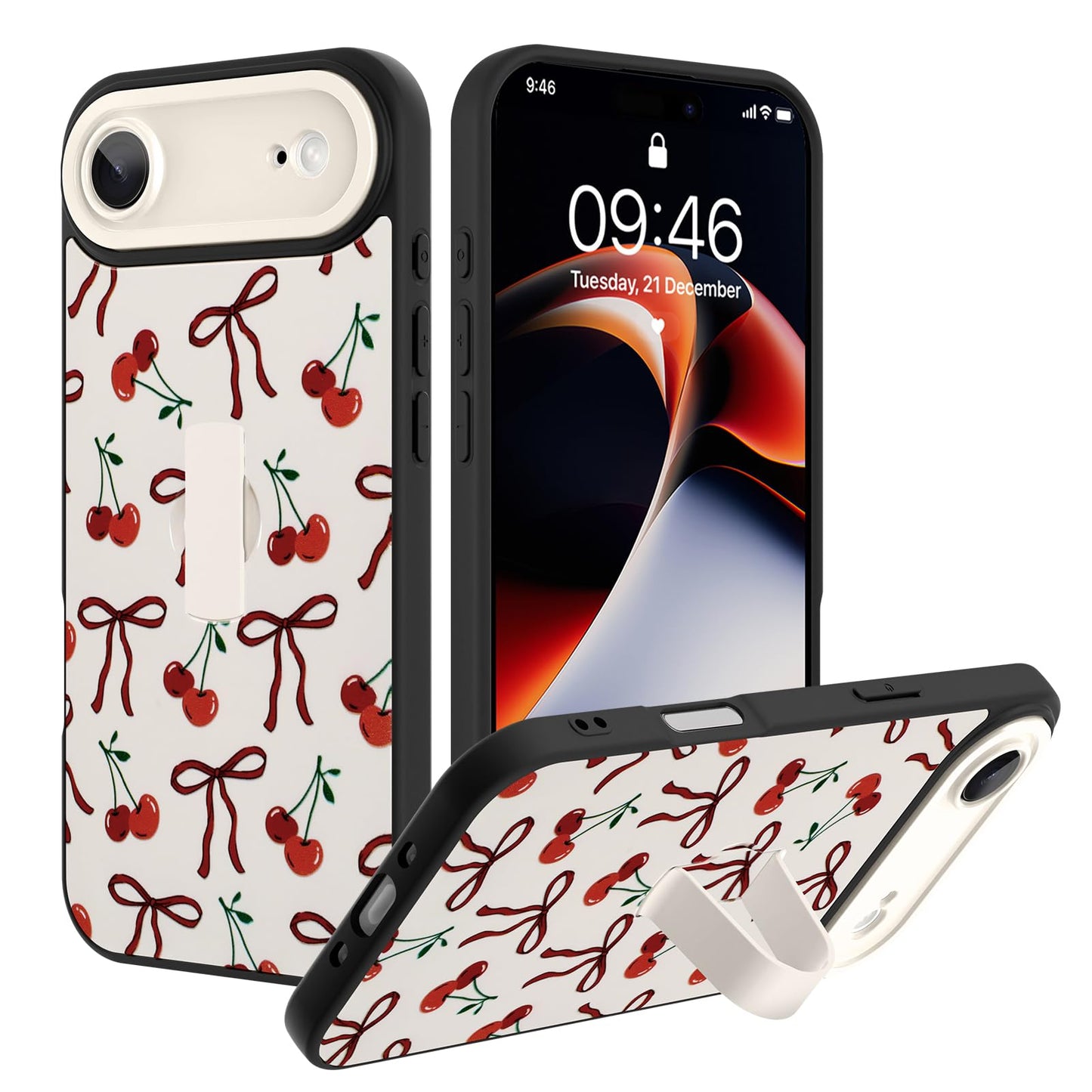 Compatible with iPhone 13 Case, Cute Cheetah Leopard Pattern | Built in Adjustable Wrist Strap Grip Hand Holder Stand Shockproof Kickstand Cover for Women Girls (Black White) WN420