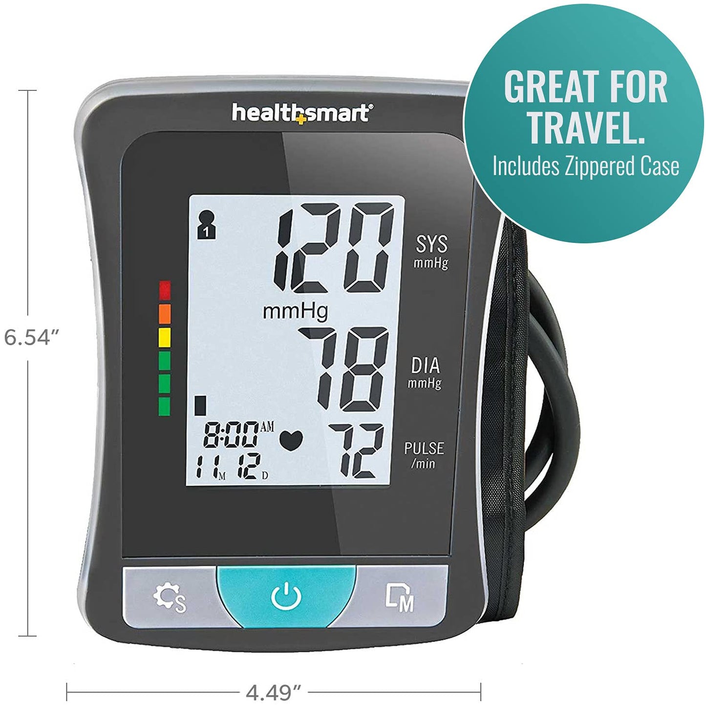 HealthSmart Digital Premium Blood Pressure Monitor with Automatic Upper Arm Cuff that Displays Blood Pressure, Pulse Rate and Irregular Heartbeat, Stores up to 120 Readings for 2 Users