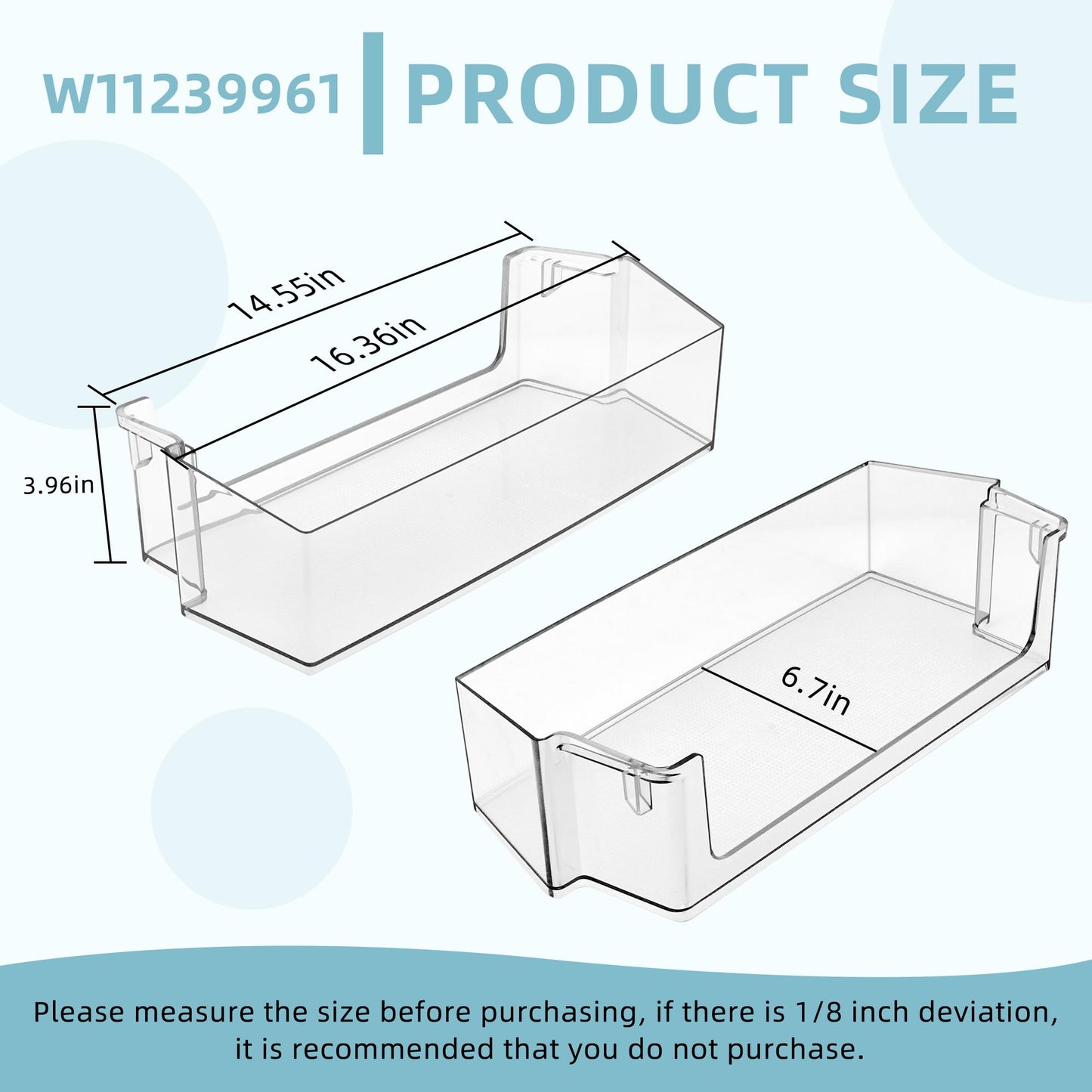 Upgraded W10900538 W11239961 Refrigerator Door Shelf Bin (RIGHT) RD12