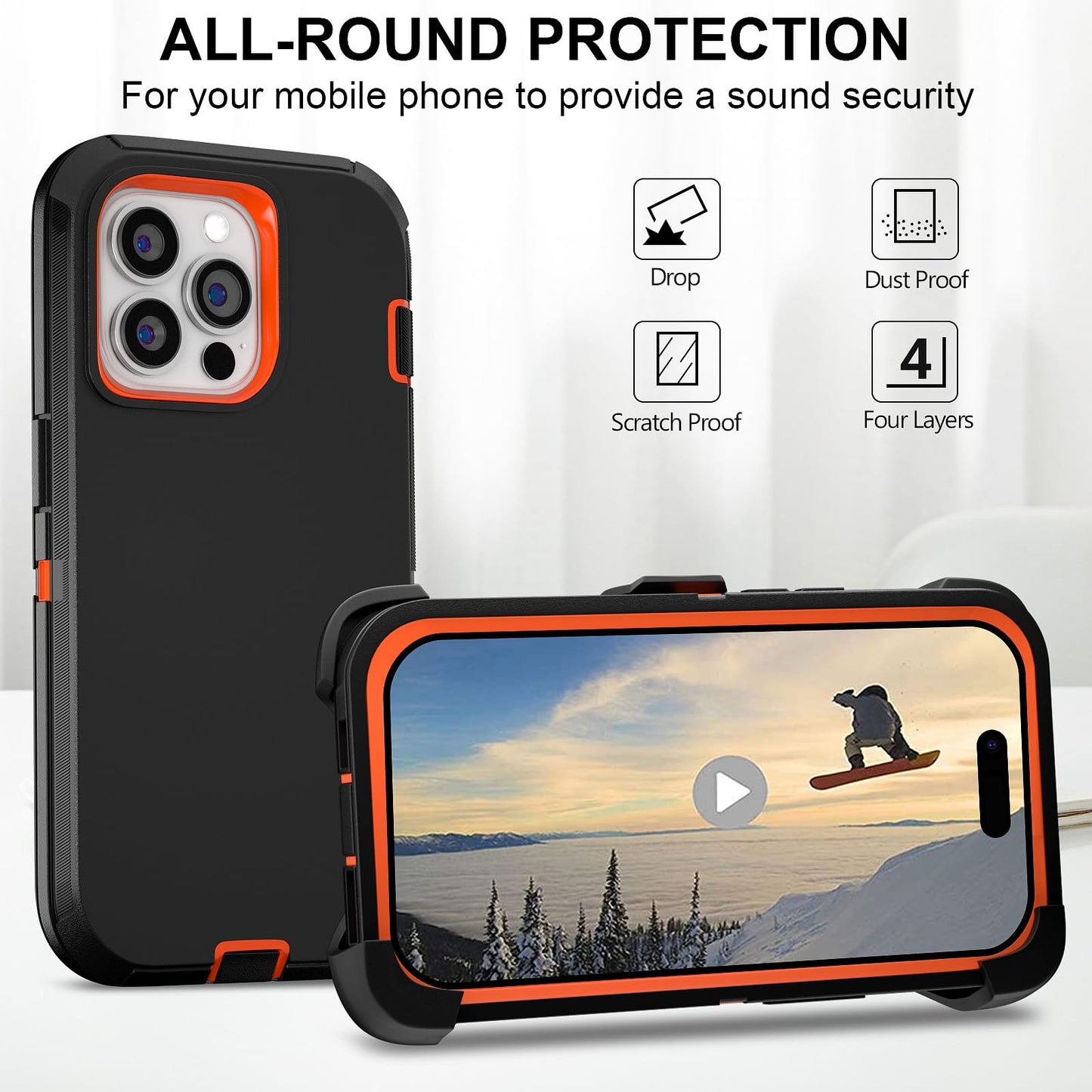 for iPhone 11 Case with Belt Clip Holster Kickstand & 2 Screen Protector, Full Protection Heavy Duty Phone Case, Shockproof Drop-Proof Durable Cover 6.1" [Black+Clip] WN420