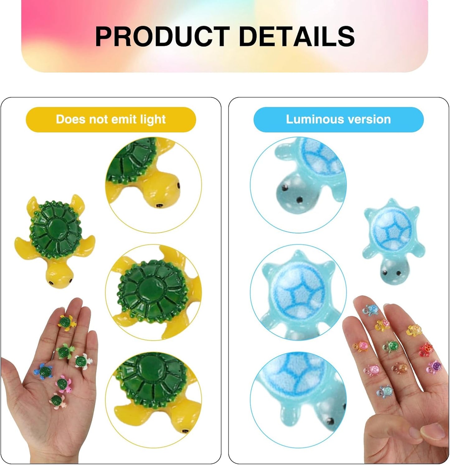 LOGJAM 420 Pcs Mini Resin Turtles Decor, Cute Tiny Sea Turtle Figurines Glow in The Dark for Garden Fish Tank Micro Landscape Home Decor Crafts BST220