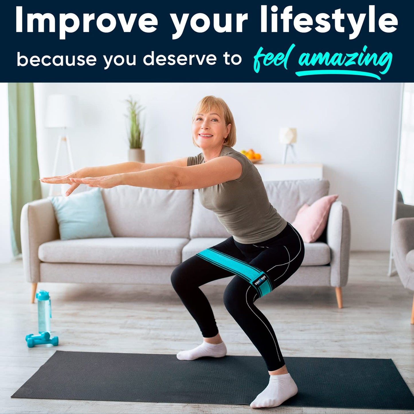 Resistance Fabric Booty Bands- 3 Working Out Hip Stretch Bands for Legs, Butt, Glutes- Exercise Loop Band for Workout, Stretching, Warm-Up, Strength Training, Squats, Build Glute & Muscle, Women & Men WN420