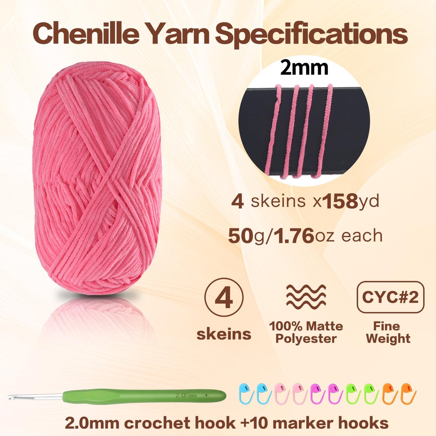 4 Pack of 1.76oz Chenille Yarn for Crocheting,158yards Soft Fluffy Velvet Yarn, Ideal Crochet for DIY Baby Blankets Toys Scarves Throw Pillows Hats Cushions(Purple) BST326L