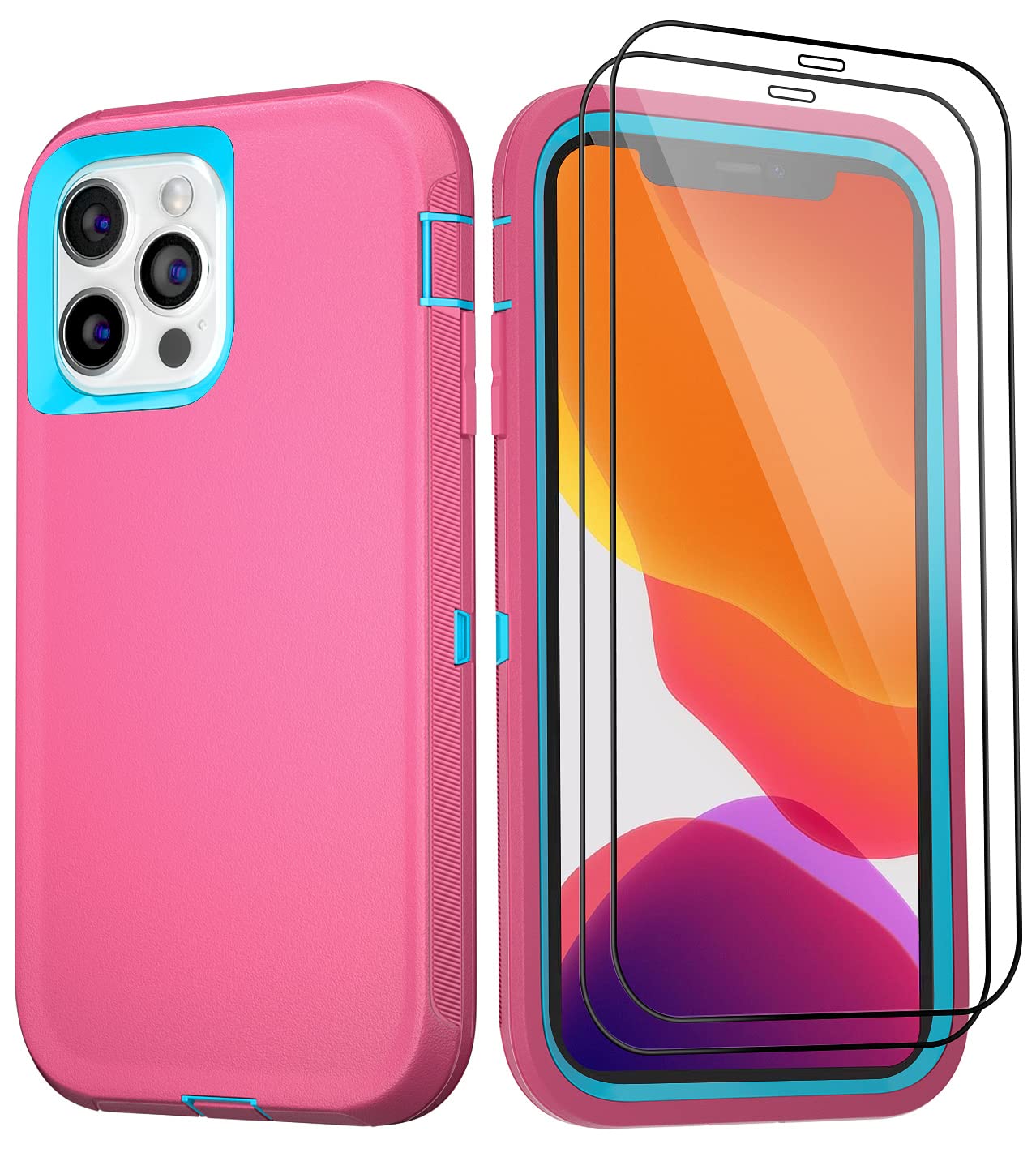 for iPhone 11 Case with Belt Clip Holster Kickstand & 2 Screen Protector, Full Protection Heavy Duty Phone Case, Shockproof Drop-Proof Durable Cover 6.1" [Black+Clip] WN420