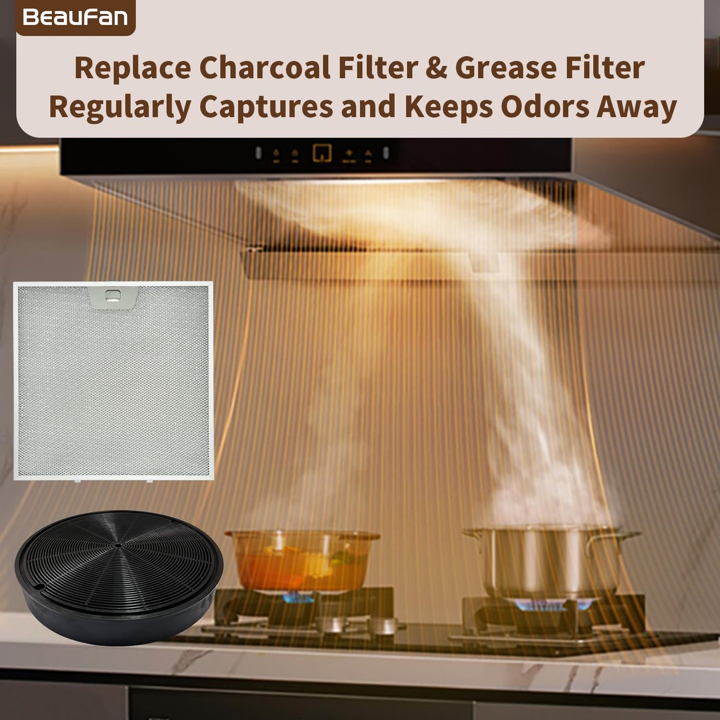 2 Pack WB02X24872 Range Vent Hood Grease Filter & 2 Pack JXCF72 WB02X24842 Charcoal Filter Compatible with GE Range Hoods JVW5301EJ1ES, JVW5301SJ1SS, JVW5301BJ1TS, JVW5301FJ1DS, JVW5301EJ2ES BST220
