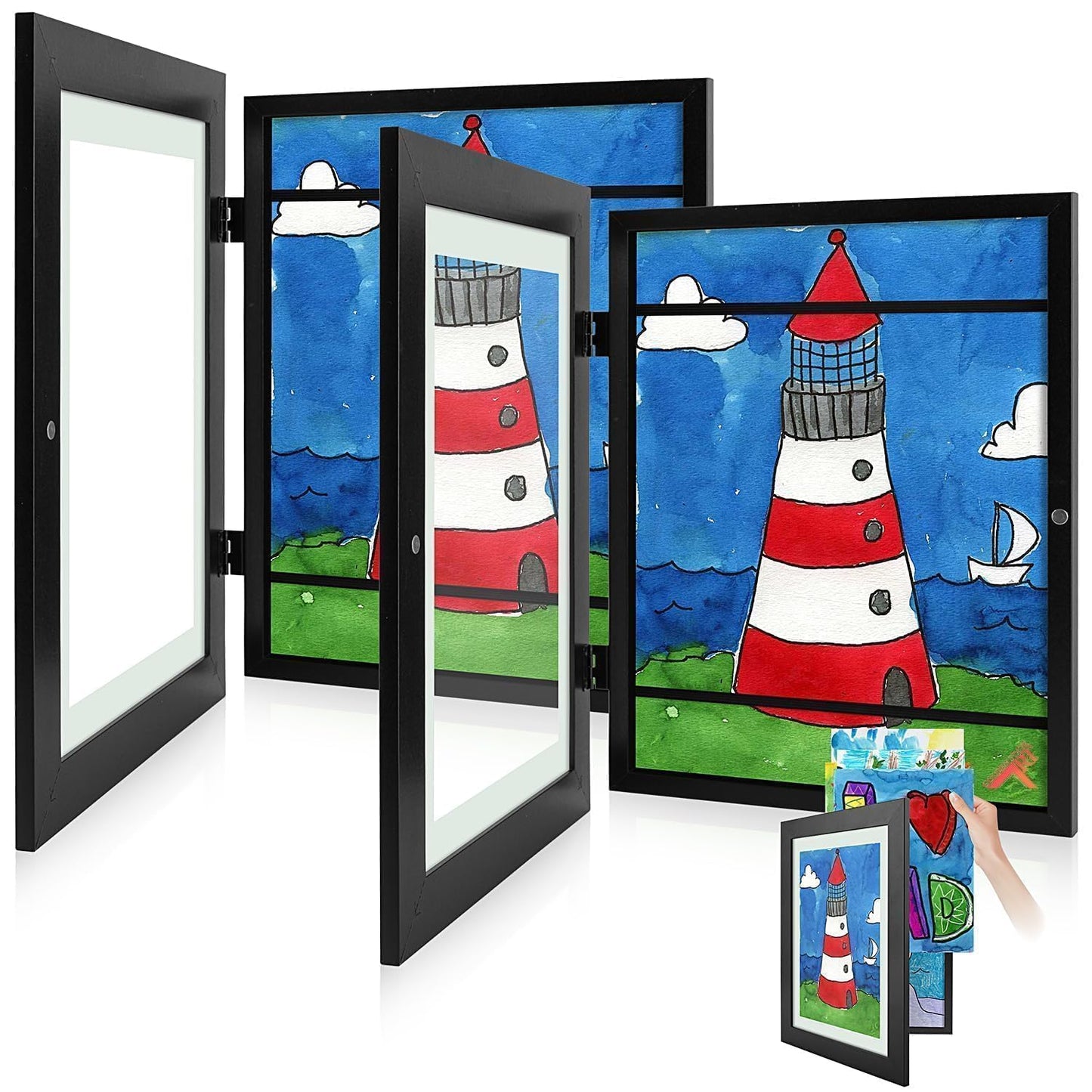 Golden State Art, 8.5x11 Kids Art Frames, Front-Opening Picture Frame Great for Kids Drawings, Artworks, Children Art Projects, Schoolwork, Home or Office (Walnut, Set of 2) BST220