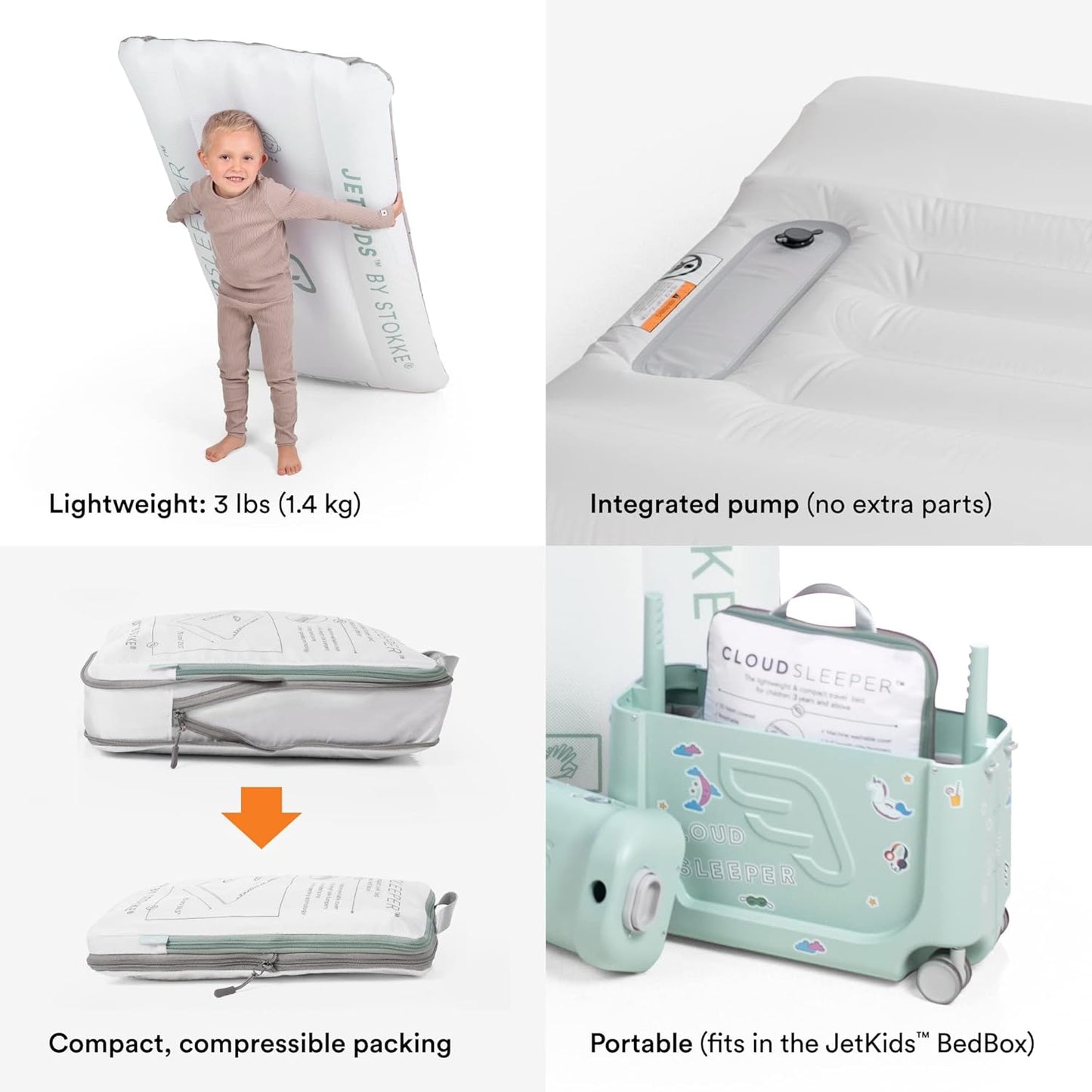 Stokke JetKids CloudSleeper, White - Inflatable Kids’ Travel Bed