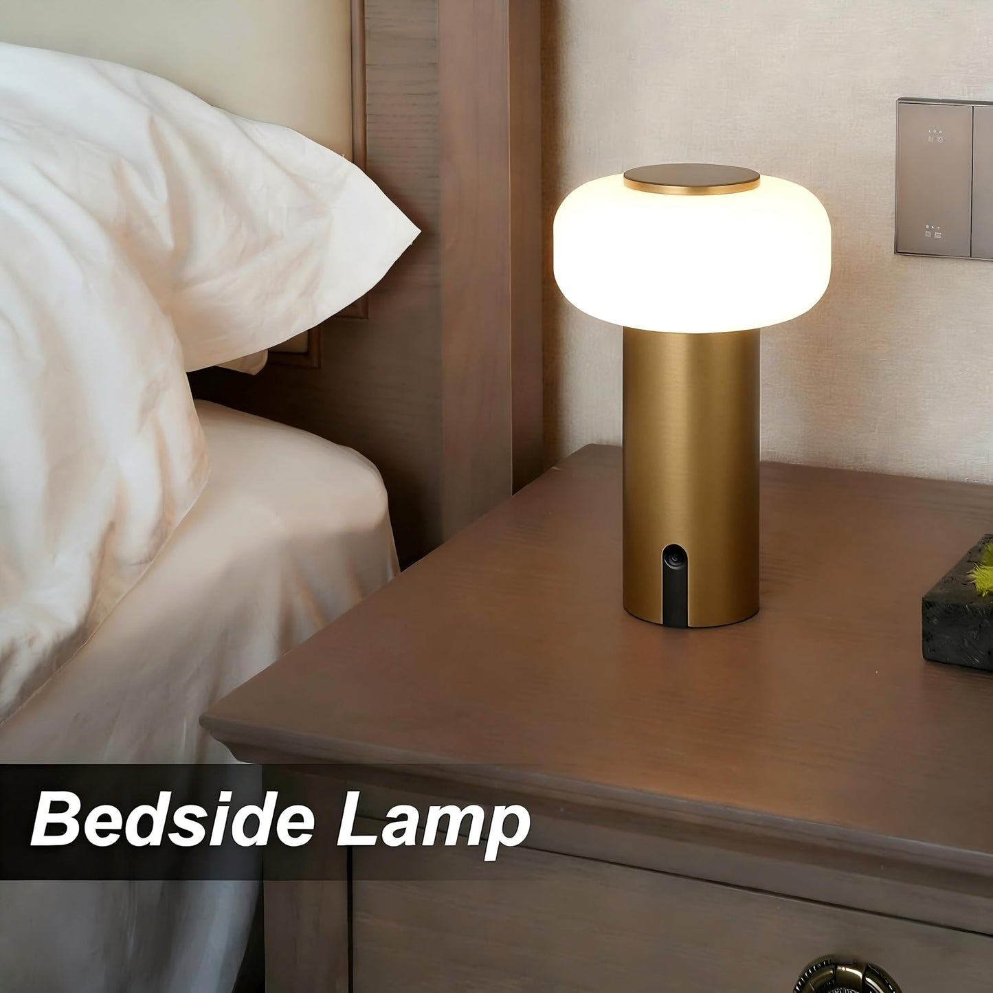 WEILAILUX Small Cordless Table Lamp Rechargeable, Portable Battery Operated Lamp with USB Charging, Touch Dimmable Night Light for Bedroom/Patio/Dinning/Outdoor/Camping (Gold)