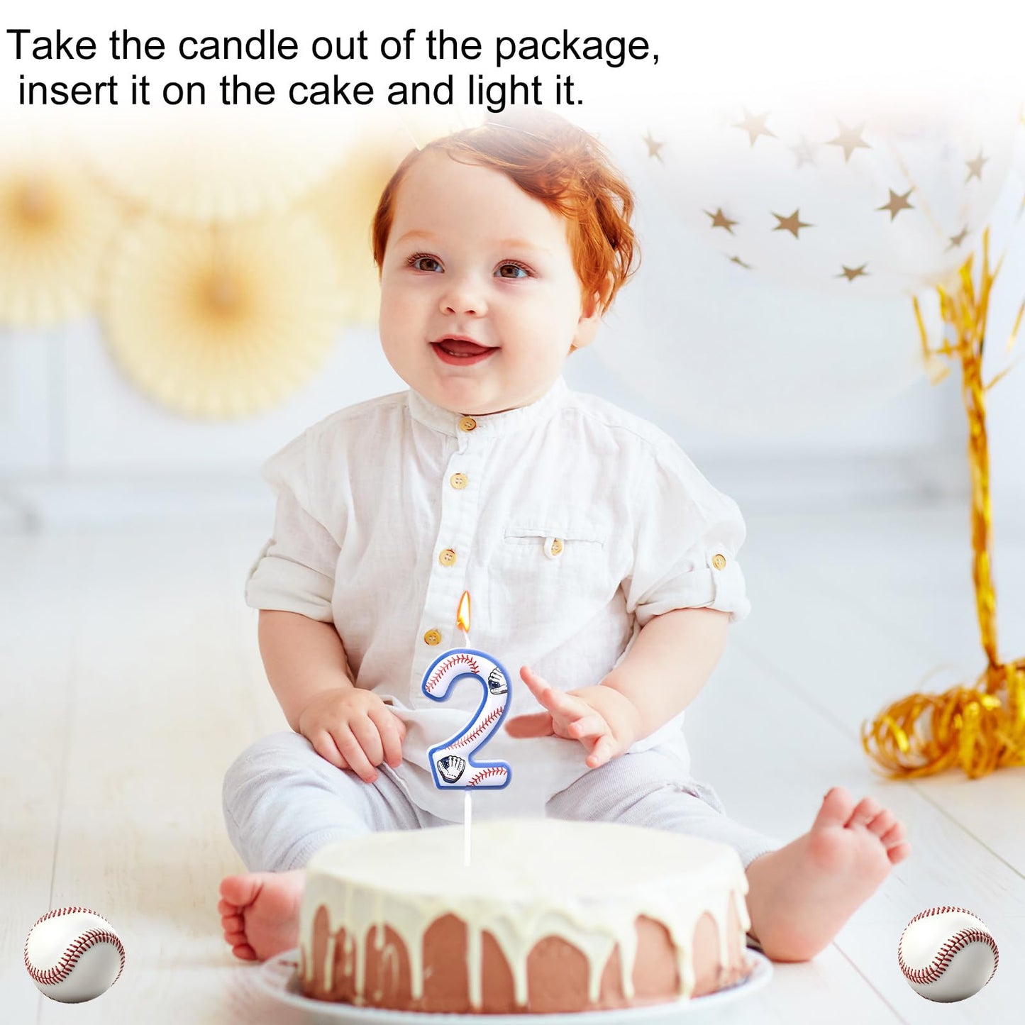 Baseball Birthday Candles, Baseball Themed Cake Topper for Boys Girls Number Candle for Sport Party Decorations & Supplies (Number 6) BST220