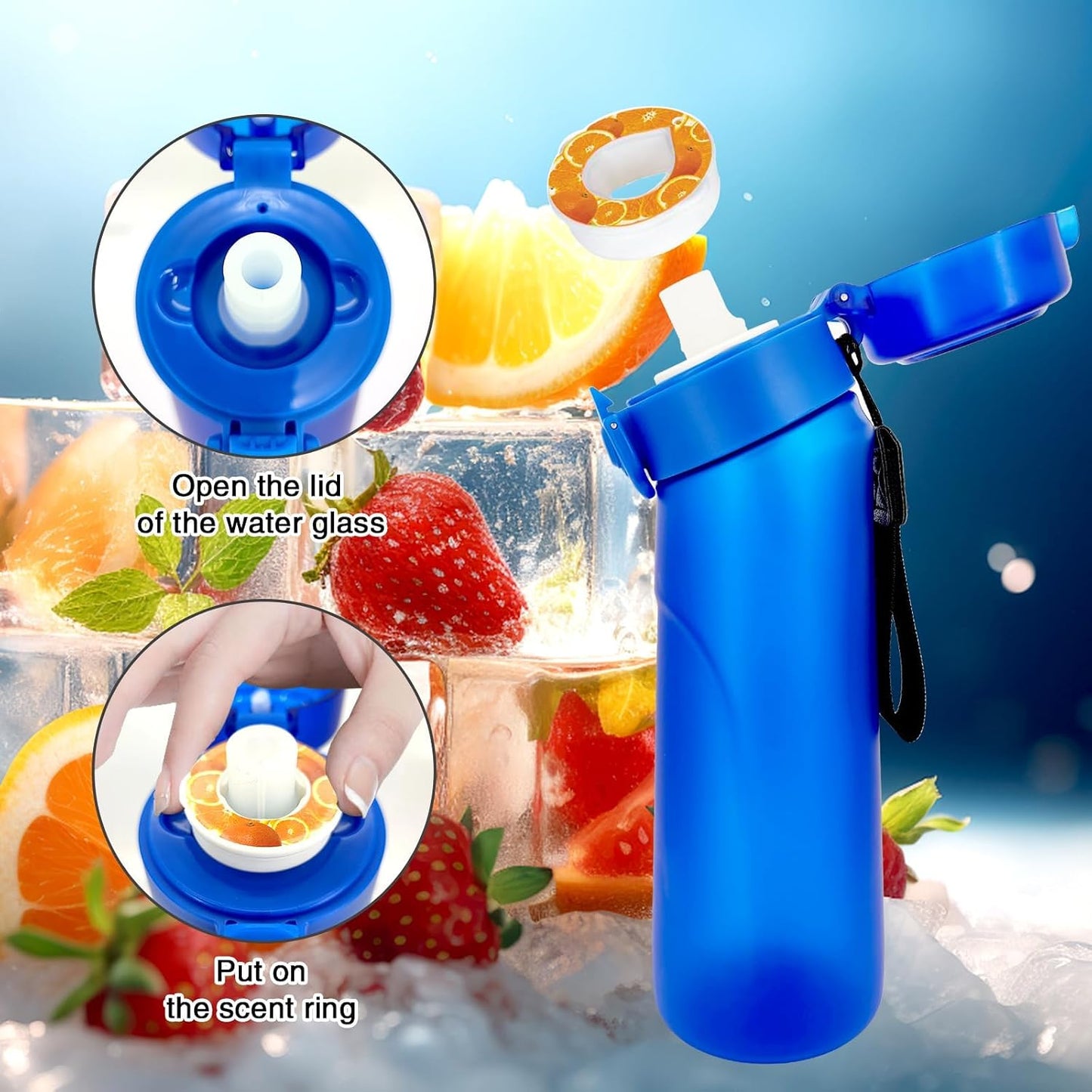 20 Flavor Fruit Pods For Air Water Bottle(750ml), Scent Rings Water Bottles Accessory, 0% Sugar 0% calorie Fruit Fragrance Podsfor Daily Exercise Boost Drinking Water (6 Orange Pods) WN420
