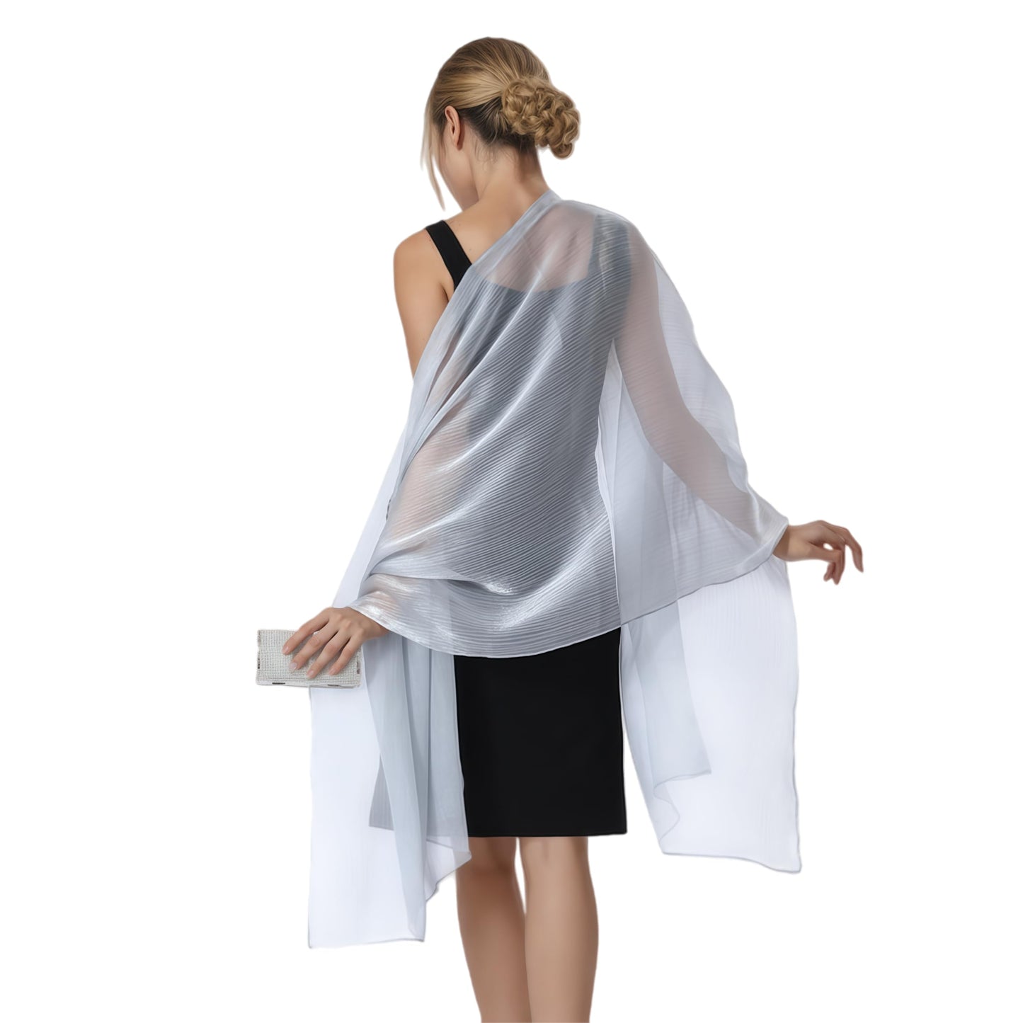 Women Sheer Crepe Shawl - Lightweight Soft Shimmer Wrap for Evening Party, Travel & Festival - Versatile Elegant WN420