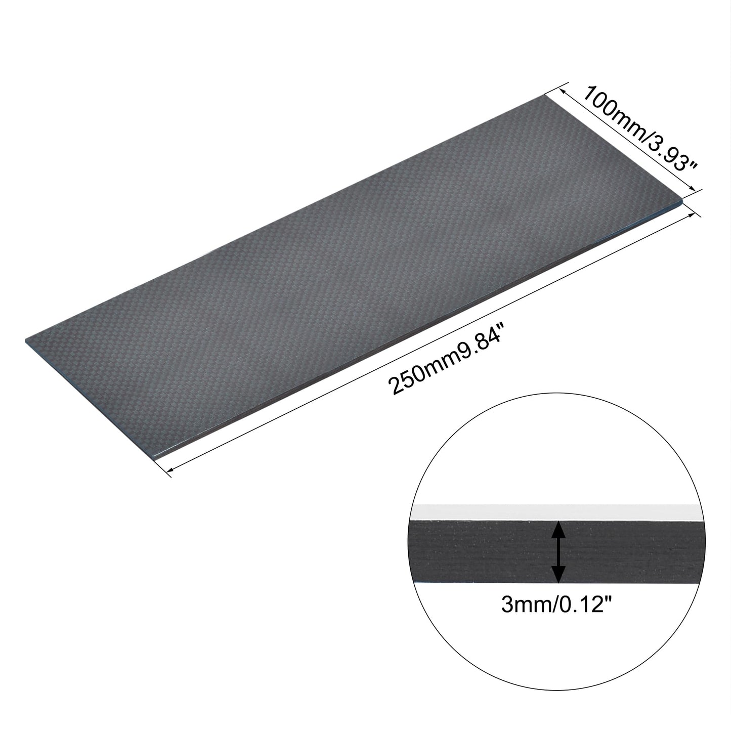 uxcell Carbon Fiber Plate Panel Sheets 250mm x 200mm x 0.5mm Laminate Plate Carbon Fiber Board (Plain Glossy) WN420
