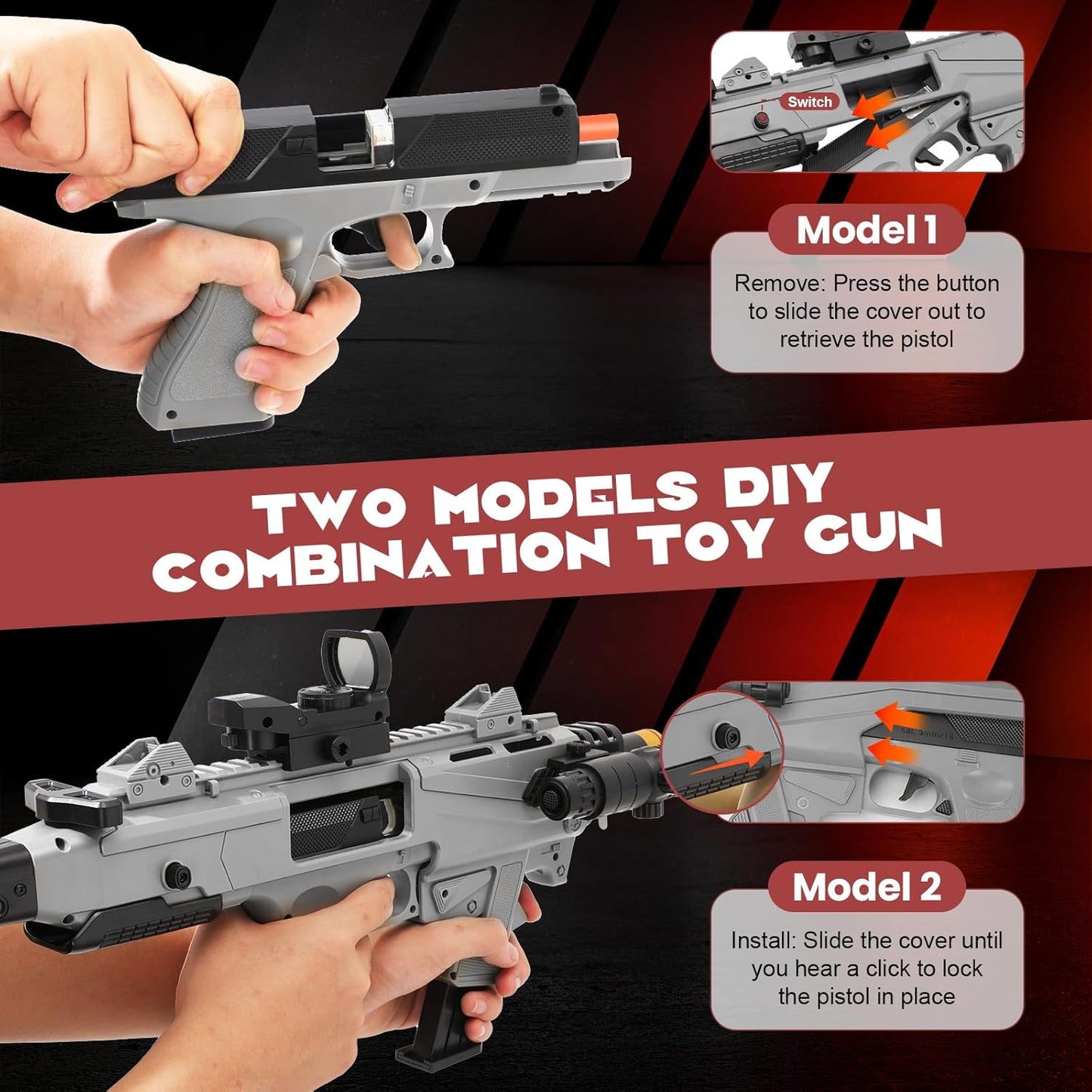 Soft Bullet Toy Gun, Two Modes Toy Gun Shell Ejecting with 80 Soft Bullets 40 Shells 68
