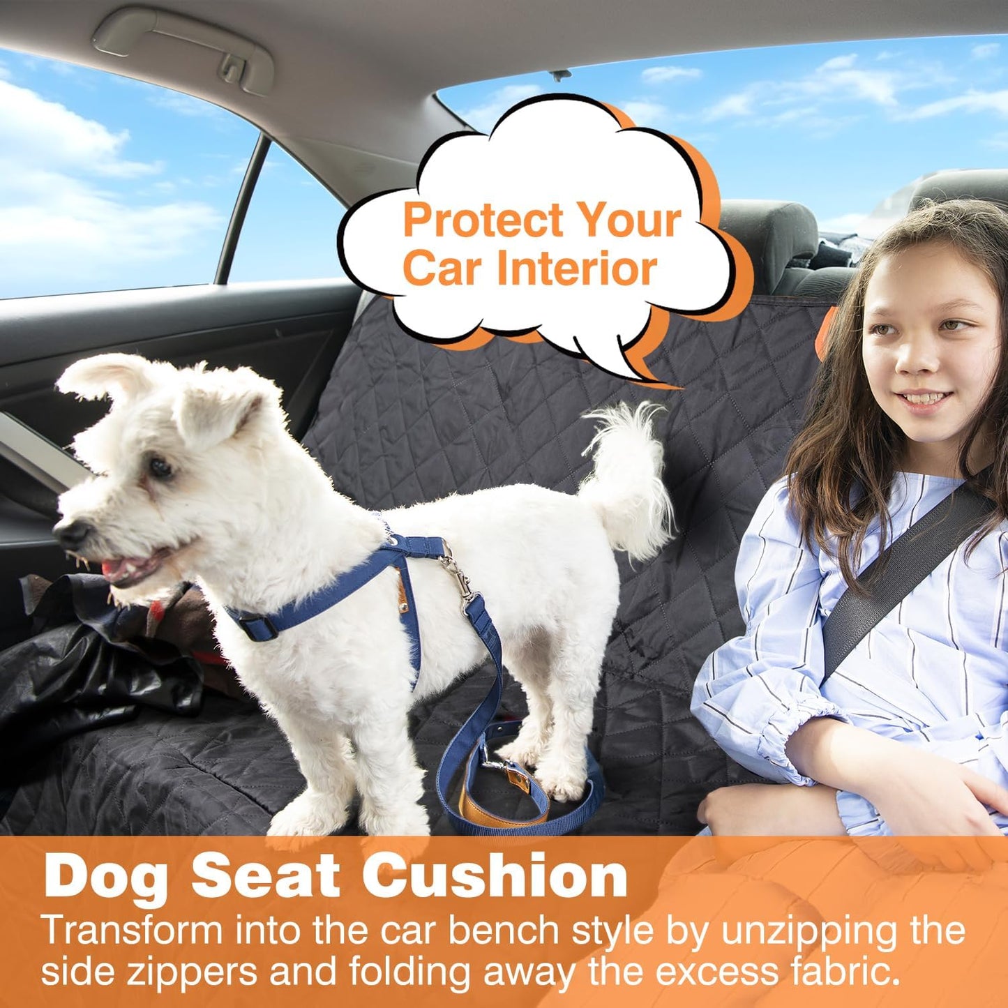 Car Hammock for Dogs Back Seat – 100% Waterproof Heavy Duty 600D Oxford Dog Backseat Cover, Scratch-Proof & Nonslip Dog Hammock for Car, Multi-use Back Seat Dog Hammock, and for Trucks & SUVs WN420