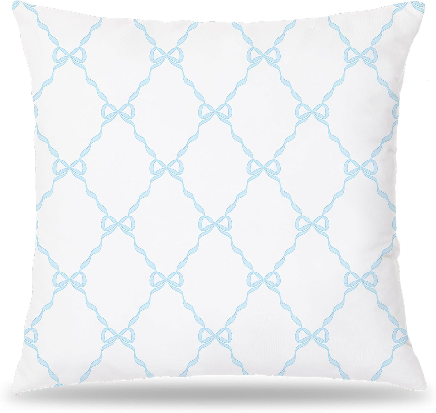 Blue Coquette Bow Pillow Covers 18x18 Double-Sided, Coquette Room Decor,Coquette Stuff, Bow Room Decor， Girly Bedroom Decor BST326L