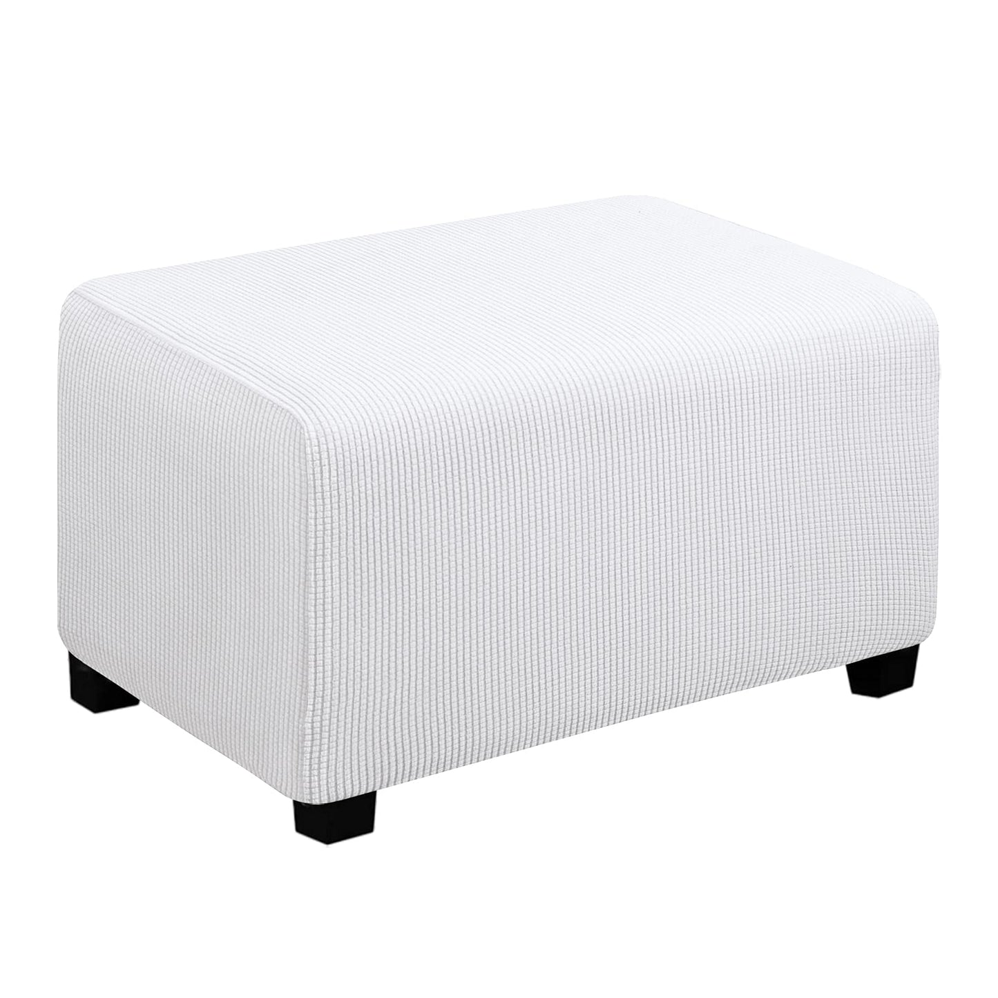 Easy-Going Stretch Square Ottoman Cover 15x15x15inch Dark Blue | Folding Storage Footstool cover Furniture Protector Soft Rectangle slipcover with Elastic Bottom BST202