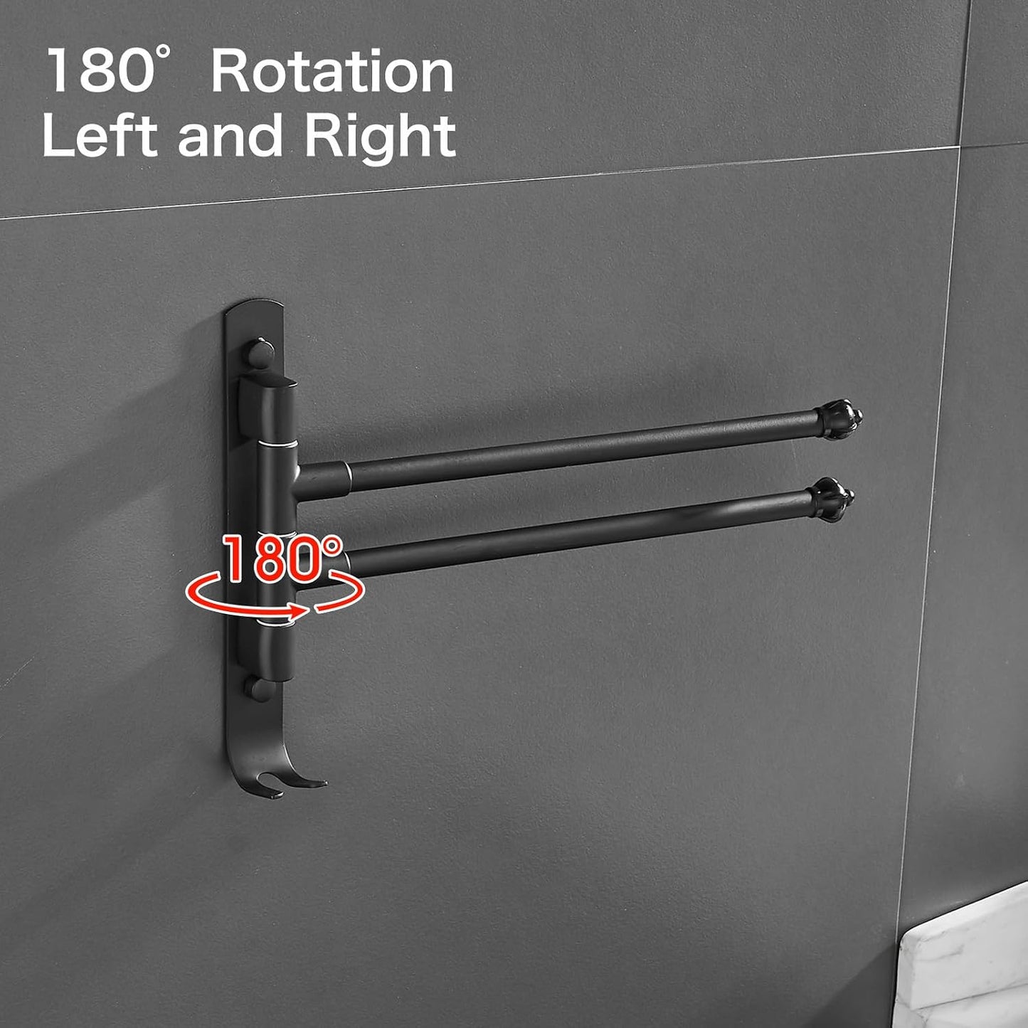 Black Rotating Towel Rack Stainless Steel Adjustable Towel Rack Bathroom Towel Rack 12 * 1.5 * 8.5 Inches Suitable for Bathroom, Bedroom, Balcony Removable Towel Bar (Black, Two Poles) BST202
