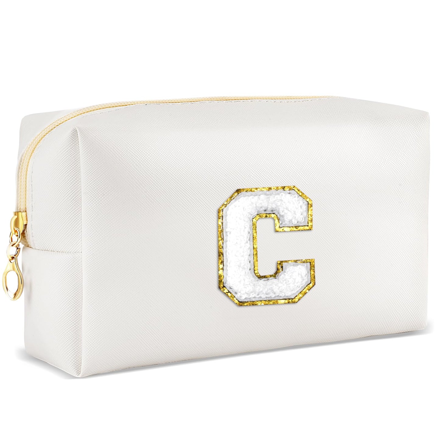 URSKYTOUS Gifts for Girls Initial Makeup Bag Personalized Cosmetic Bag with Zipper Cute Travel Toiletry Bag Waterproof PU Preppy Makeup Pouch Birthday Gift for Teen Girls Women(Blue P) BST326L