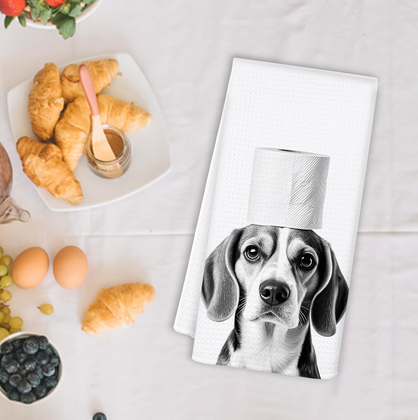 Funny Beagle Dog Hand Towels for Bathroom Washroom, Dog Bathroom Decor, Beagle Gifts for Women Men Dogs Lovers, Funny Puppy Bathrooms Hand Towels, 16x24 Inch BST326L