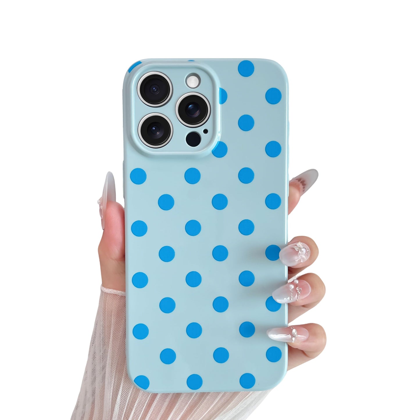 Skyseaco Compatible with iPhone 15 Case Cute Polka Dot Phone Case Soft Slim TPU Shockproof Phone Cover Full Camera Protection for Women Girls - Black WN420