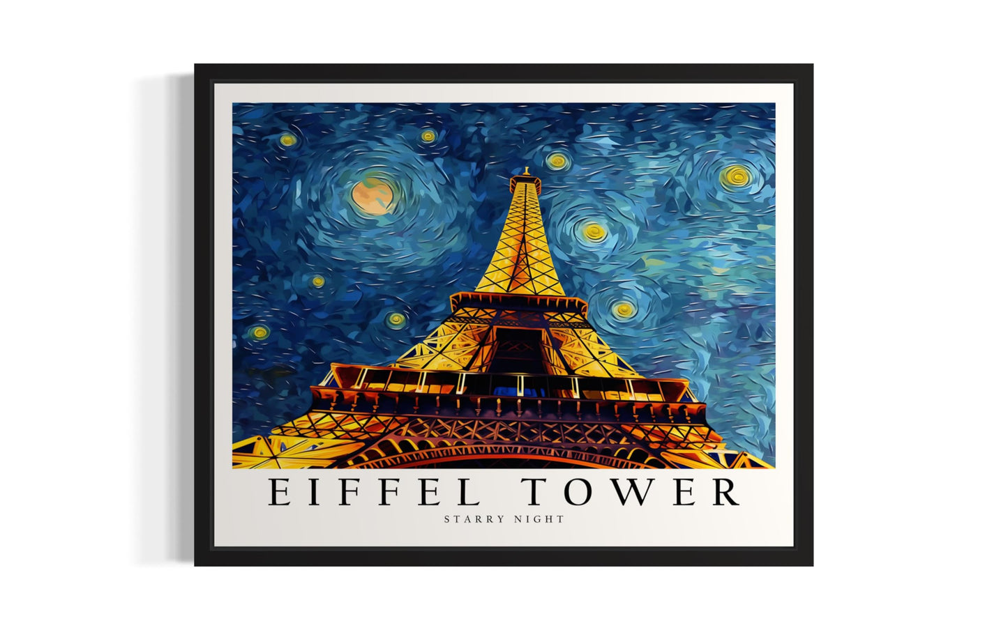 Eiffel Tower Art Print Poster, Van Gogh Starry Night Theme Wall art Painting Decor, Art Home City Artwork For Bedroom, Bathroom, Living Room 81 (Eiffel Tower, 14"L x 11"W, Unframed) BST220