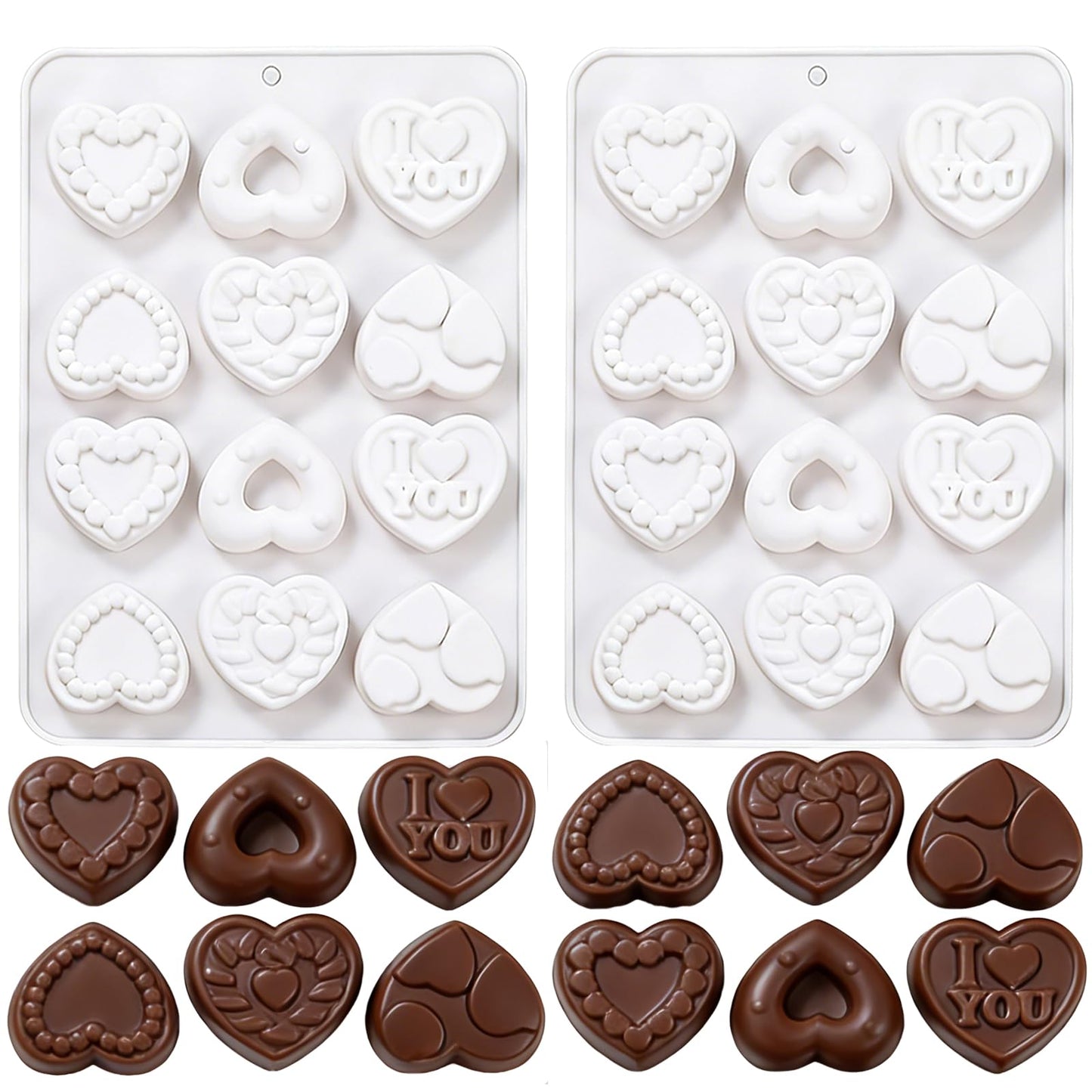 2 Pack Love Heart Silicone Chocolate Bomb Mold DIY Non-stick Silicone Handmade Mold for Valentine Chocolates, Cake, Hard Candy, Baking, Gummy, Ice Cube Trays cake BST202