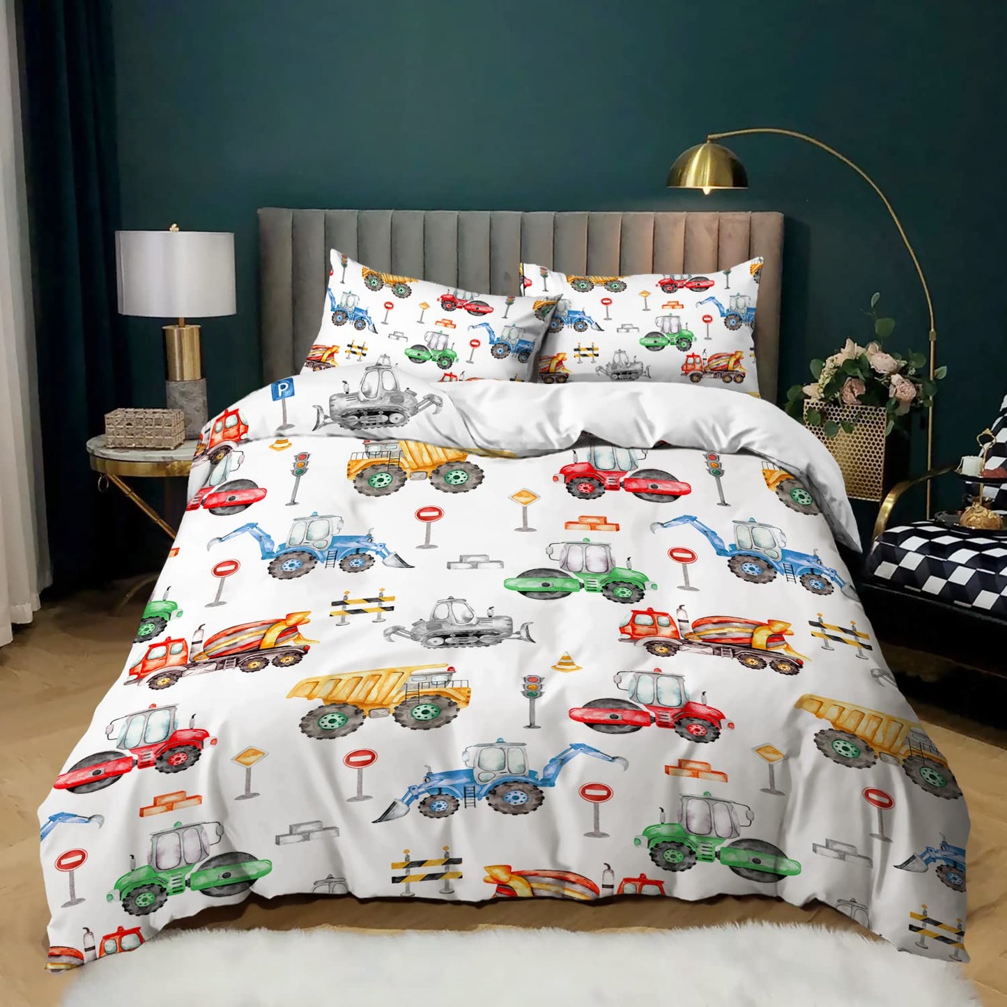 CVHOUSE Deer Hunting Duvet Cover Full Size,American Flag Bedding Set,Deer Theme Comforter for Boys Kids Teens,1 2 Pillowcases 3 Piece Full 79'x89' BST220
