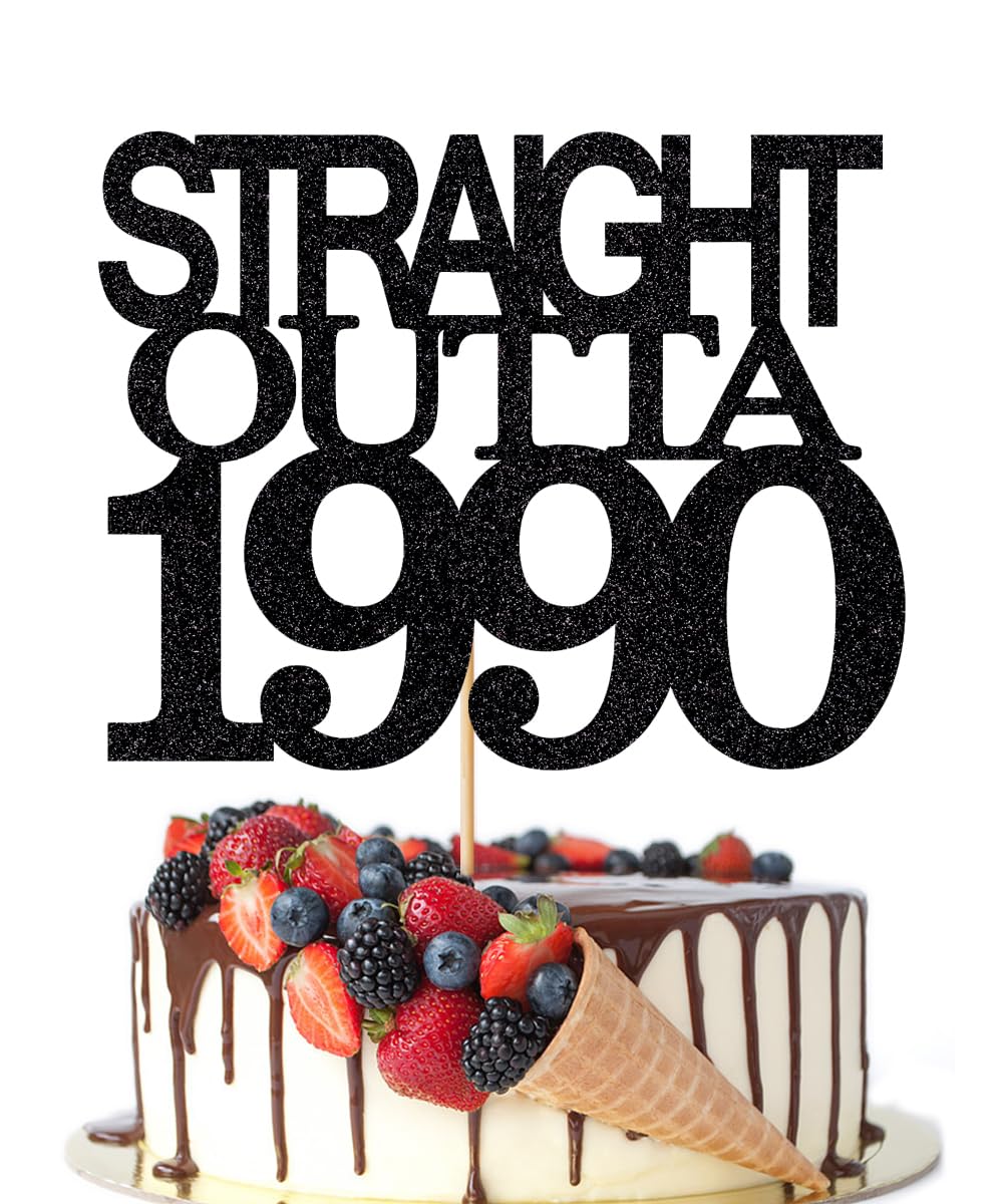 Black Glitter Straight Outta 1961 Cake Topper,Hello 65,Funny 65th | Birthday Cake Topper,65 Fabulous,Cheer to 65 Years,Men and Women 65th Birthday/Wedding/Anniversary Party Decorations BST202