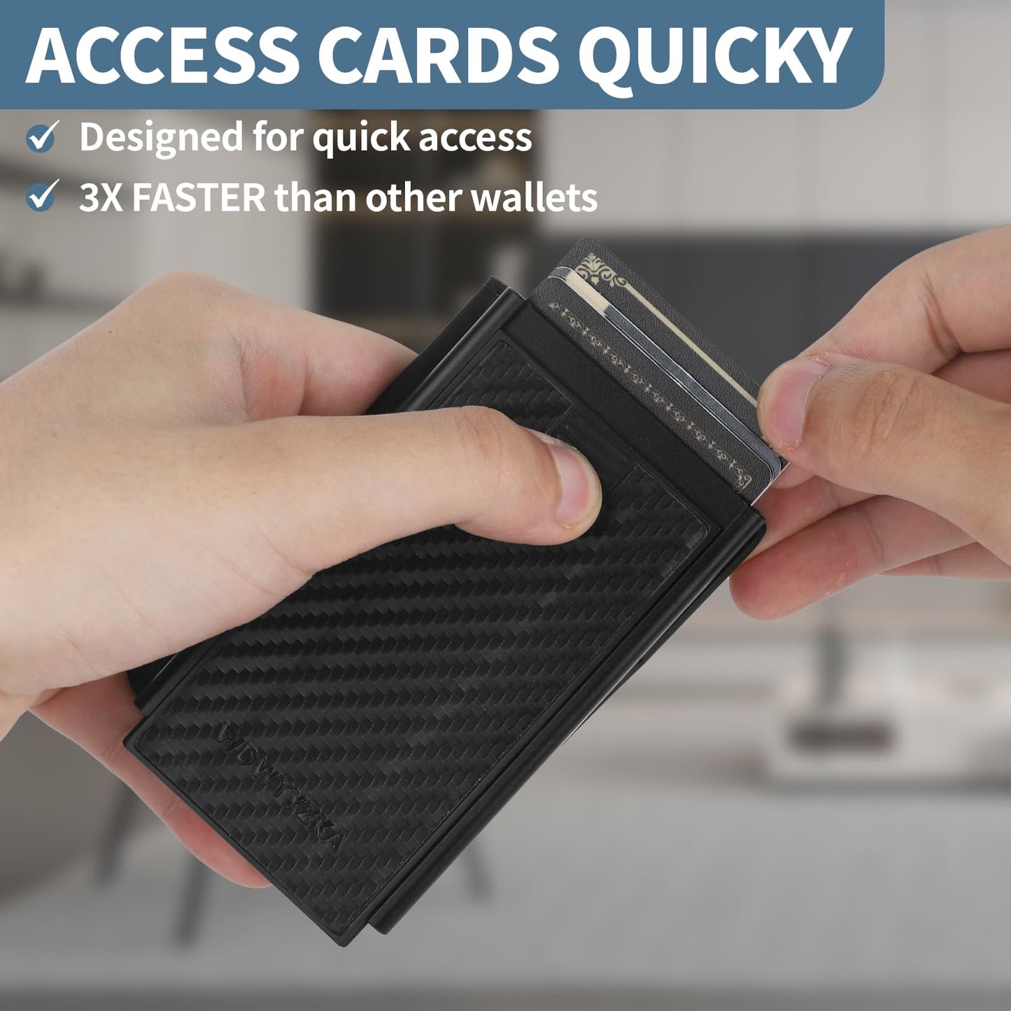 Mens slim Wallet，with RFID Shielding, Holds 9 Cards Easily, metal wallet， card wallet for Men, Minimalist Wallet For Men, Made of aluminum and Pu Synthetic Leather, Includes Cash clip (Black) BST202