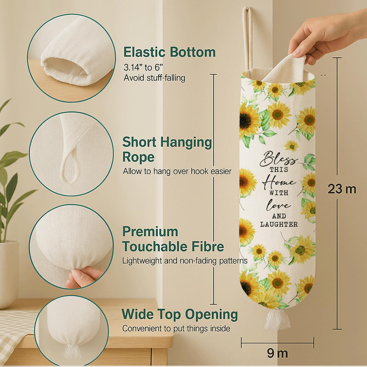 Plastic Bag Holder, The Way Page 16 Plastic Bag Holder Christian Decor, Reusable Hanging Trash Bags Dispenser, Christian Kitchen Gifts for Women Plastics Bags Holders with Bible Verse BST202