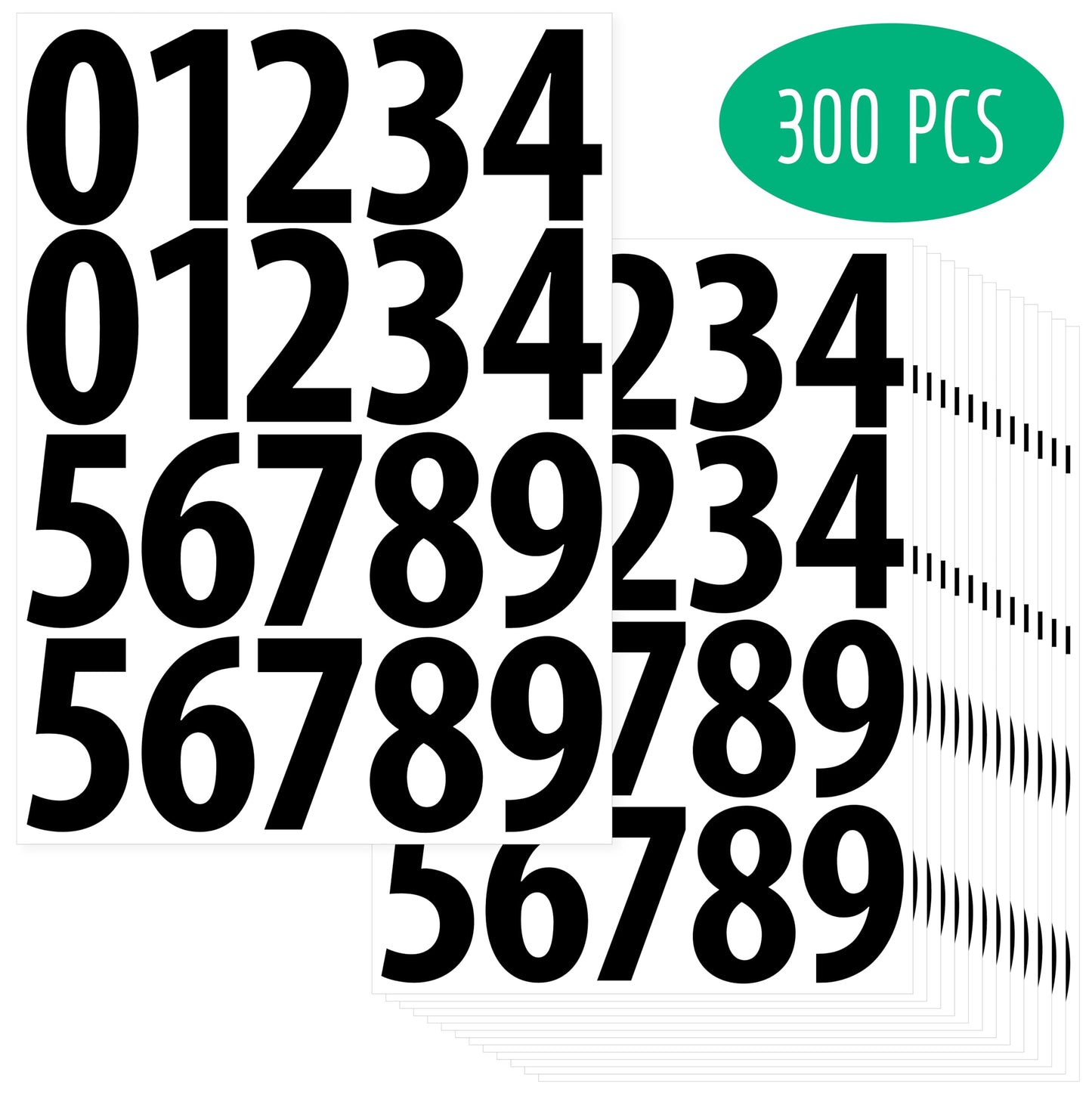 300 PCS Number Stickers, 2” Waterproof Vinyl Number Stickers Consecutive Number 0-9 Labels Self-Adhesive Without Residue Left for Office, Classroom, Indoor, Boxes, Storage (15 Sheets, White) BST220