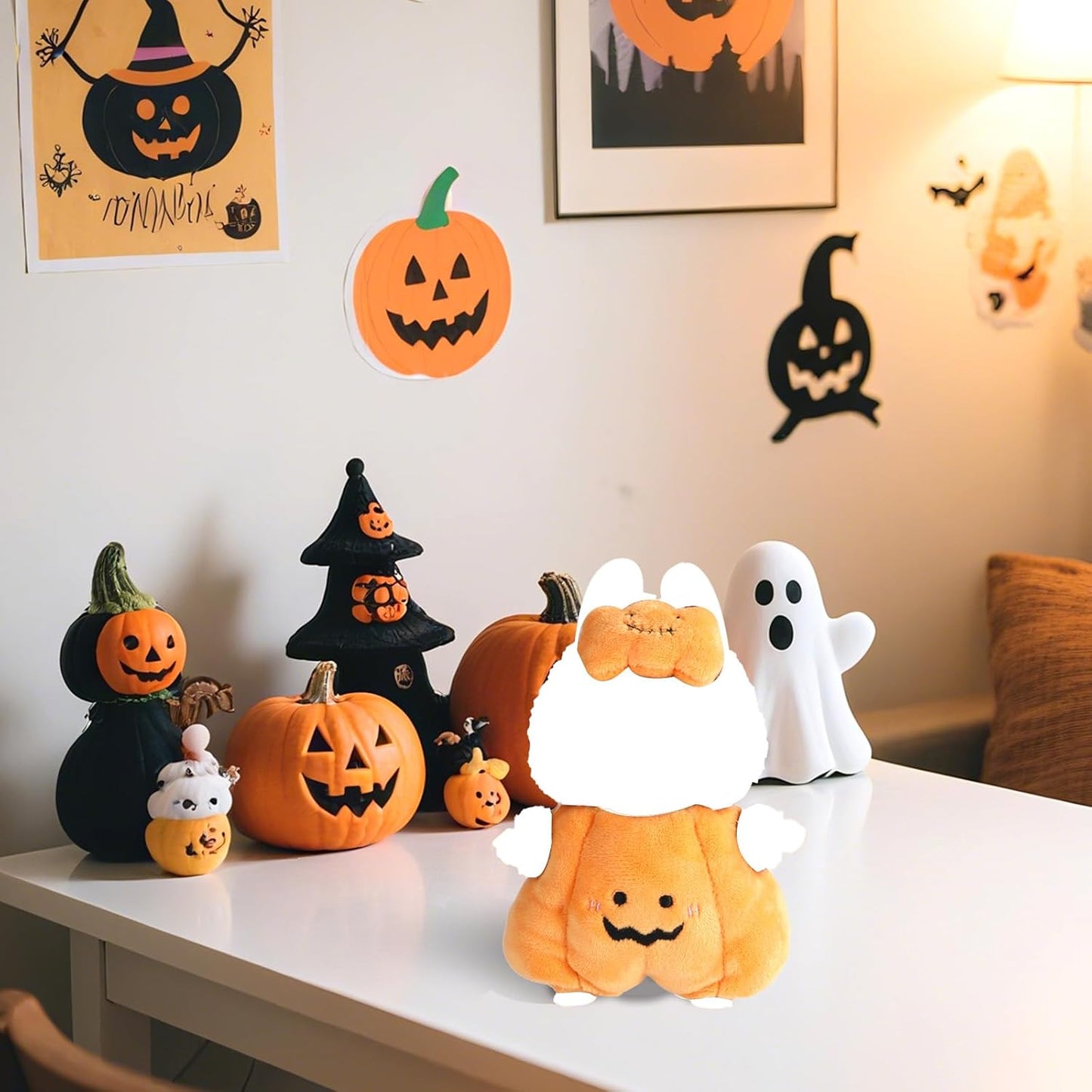 Halloween Outfits, Cute Pumpkin Jumpsuit with Orange Headdress Funny Outfits for Dressing & Displaying WN420