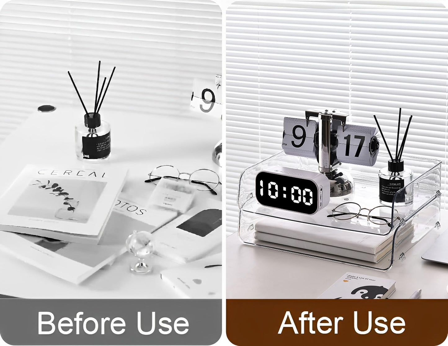Gagee 4 Pack Paper Organizer for Desk,Stackable Paper Tray Book Holder for Classroom,Office and More,Letter Tray Desk Organizer,Clear BST220