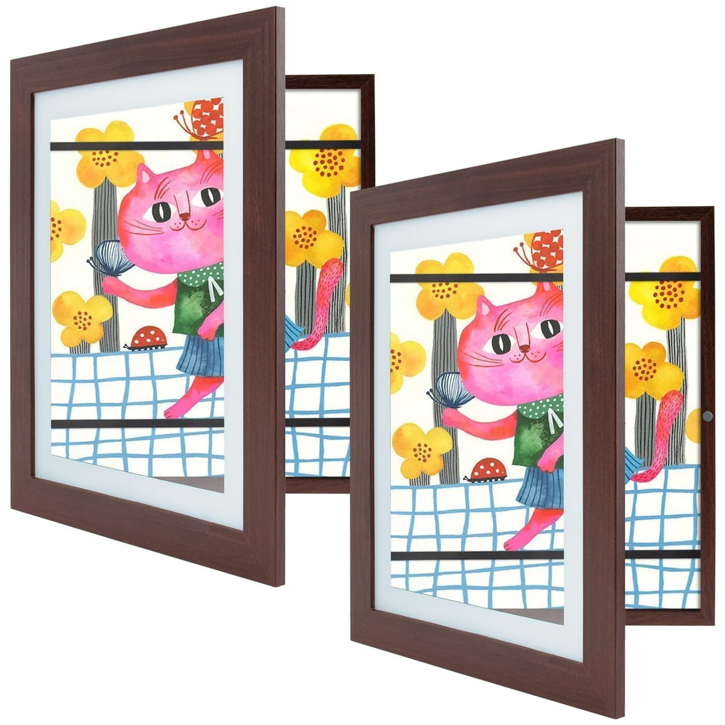 Golden State Art, 8.5x11 Kids Art Frames, Front-Opening Picture Frame Great for Kids Drawings, Artworks, Children Art Projects, Schoolwork, Home or Office (Walnut, Set of 2) BST220
