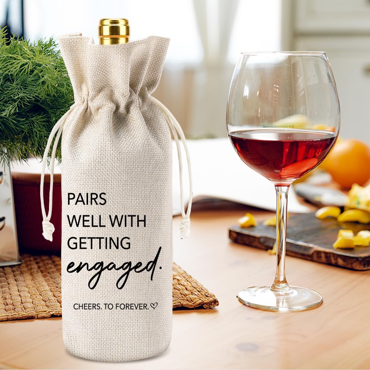 2Pcs Engagement Gifts for Couples Newly Engaged, Pairs Well with Getting Engaged Wine Bag for Bride to Be Future Mrs, She Said Yes Gifts for Her Him, Bridal Shower Engagement Party Decorations BST202
